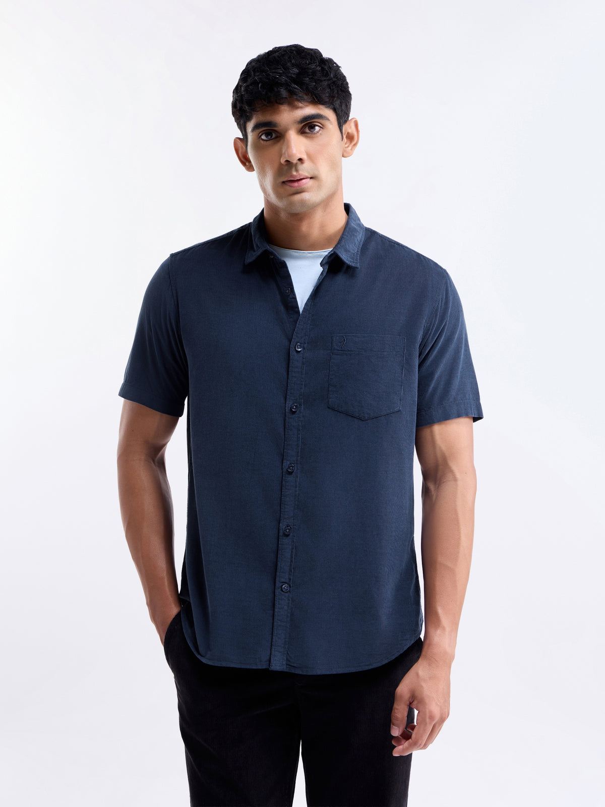 Solid Regular Fit Shirt - Navy t4option_0