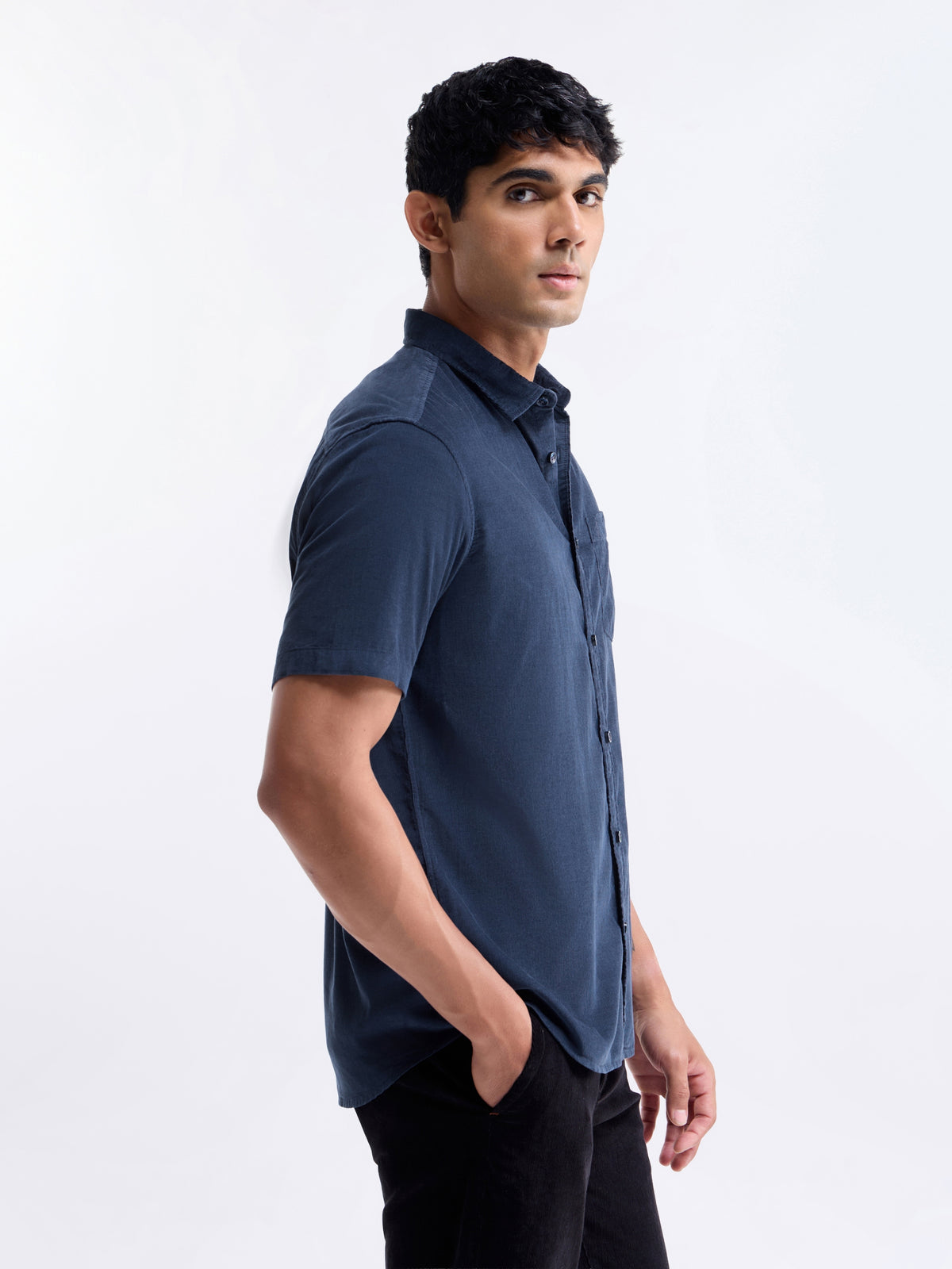 Solid Regular Fit Shirt - Navy t4option_0