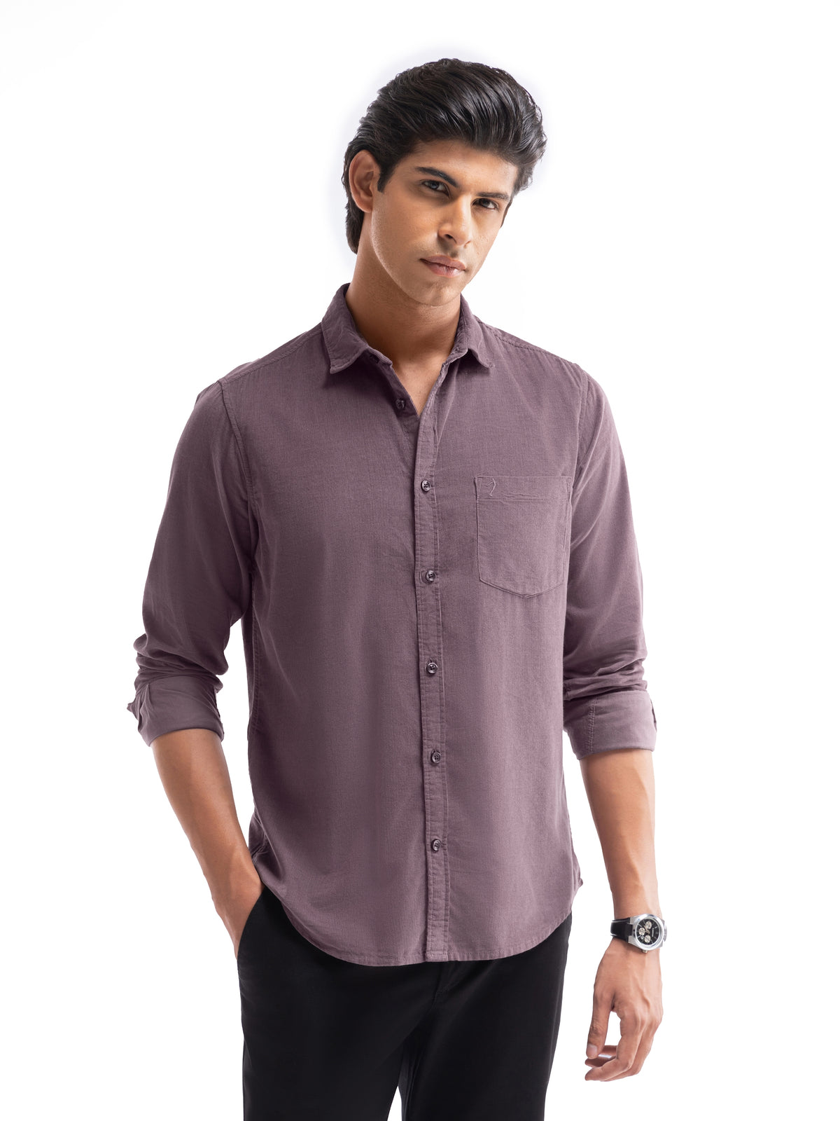 Solid Regular Fit Shirt - Purple t4option_5