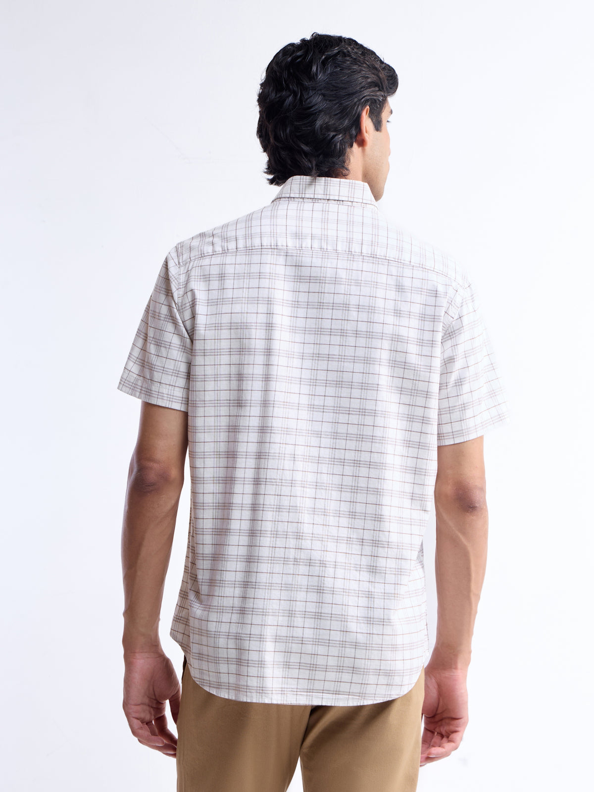 Ecru Melange check Regular Fit Shirt - Ecru Mel t4option_0