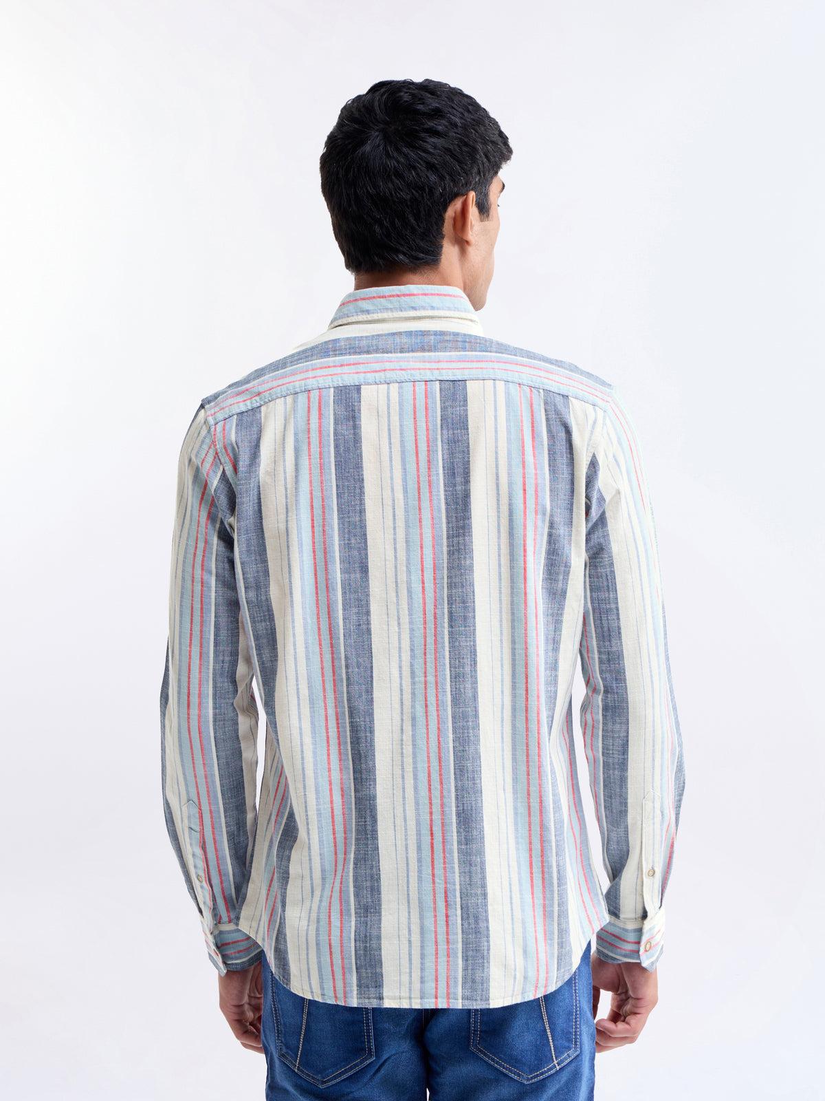Ecru Striped Regular Fit Shirt - Ecru t4option_0