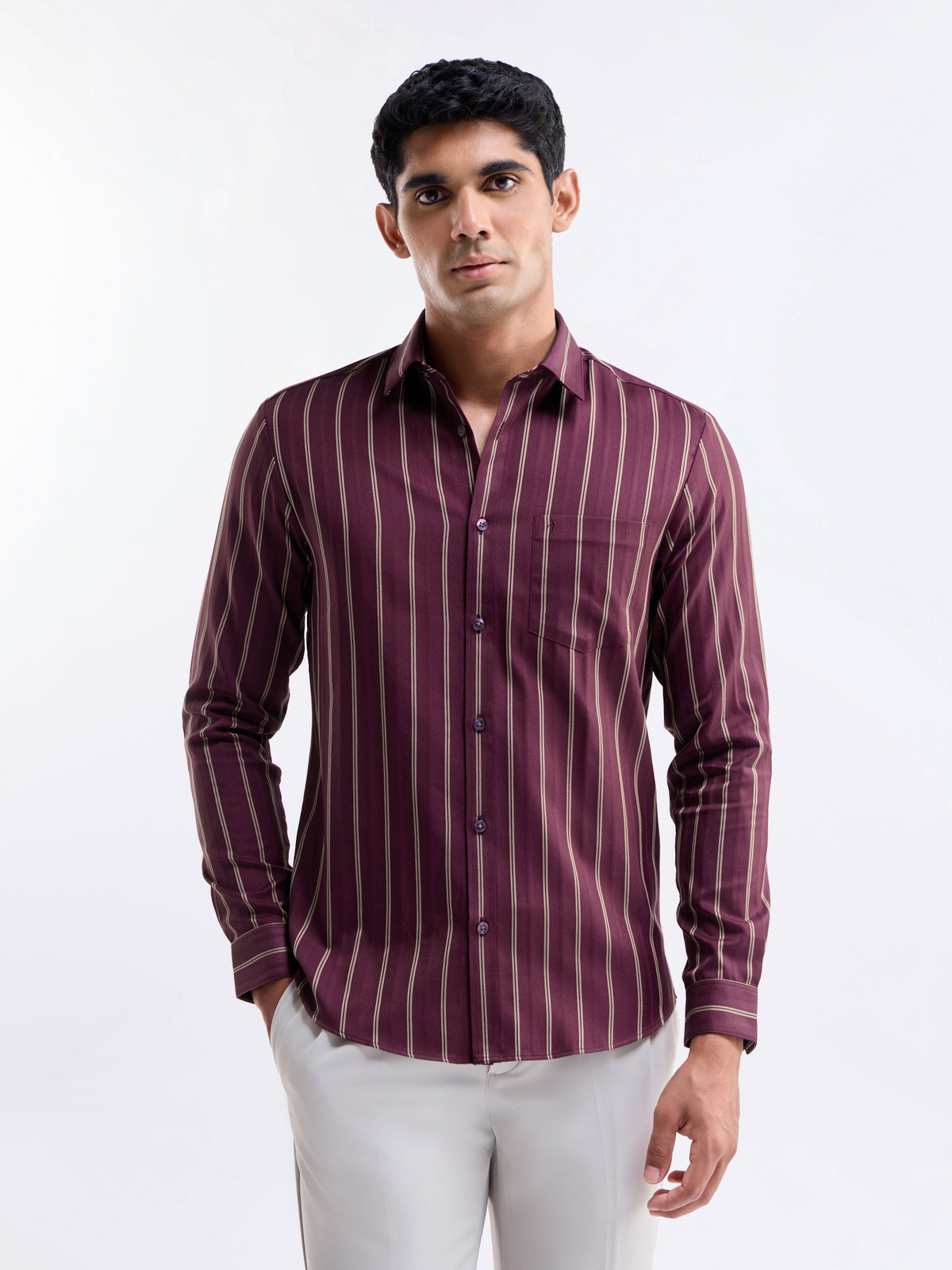 Striped Regular Fit Shirt - Fig t4option_0