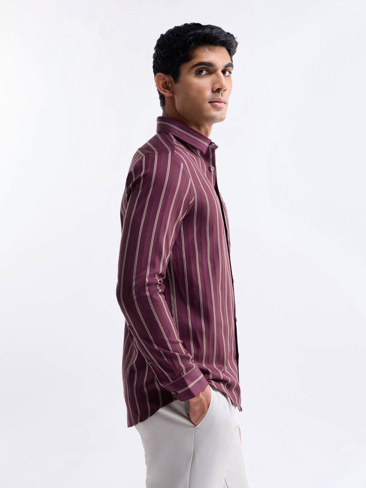 Striped Regular Fit Shirt - Fig t4option_0