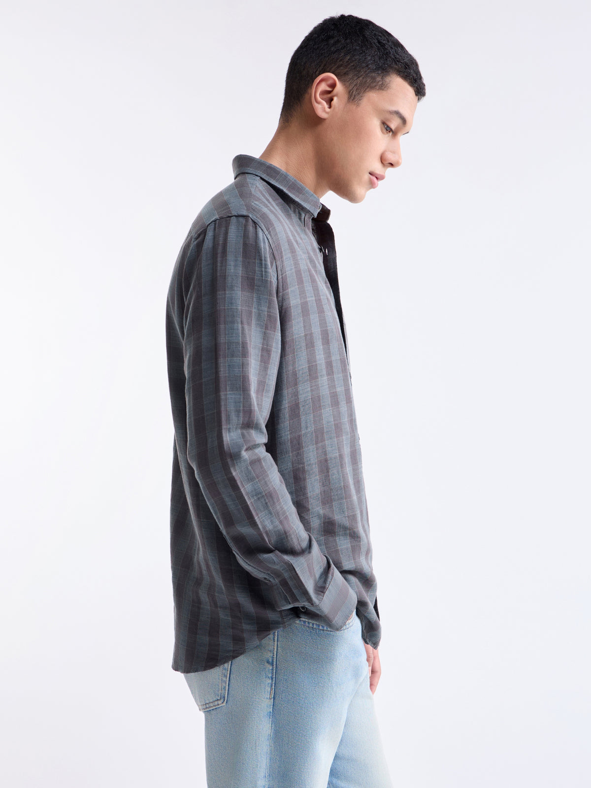 Purple check Regular Fit Shirt - Purple t4option_0