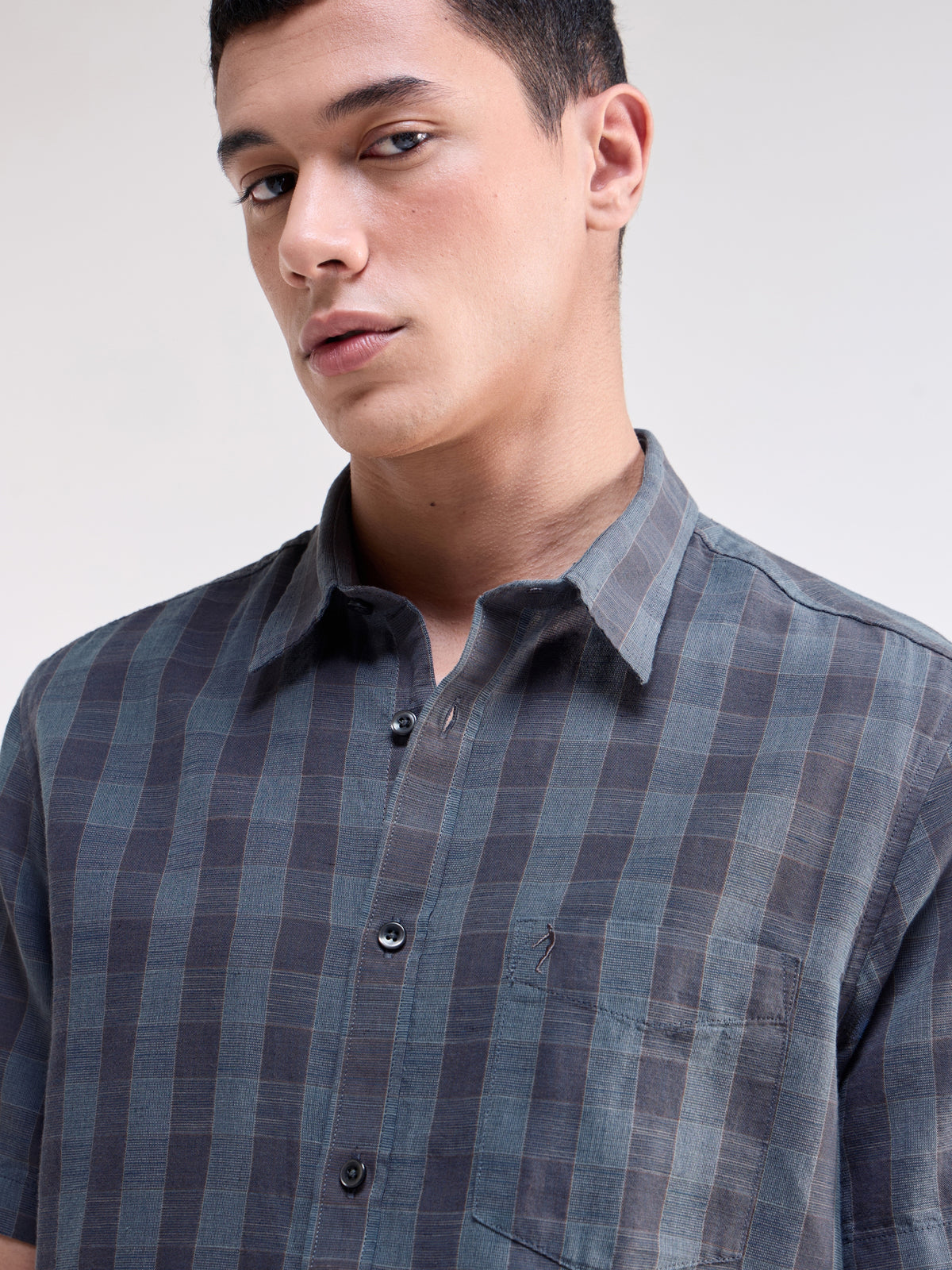 Purple check Regular Fit Shirt - Purple t4option_0