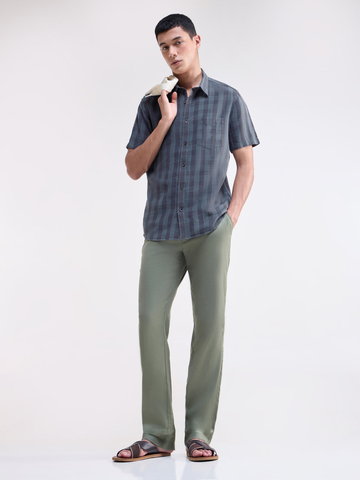 Purple check Regular Fit Shirt - Purple t4option_0