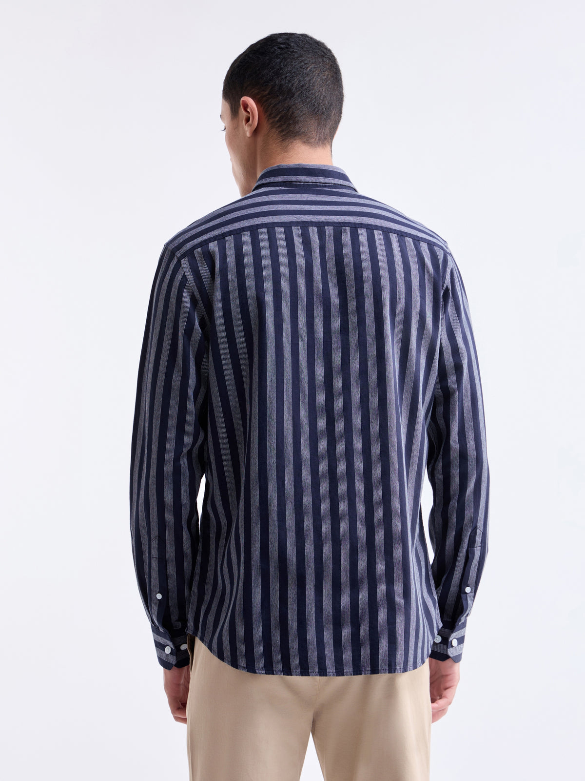 Navy Striped Regular Fit Shirt - Navy t4option_0