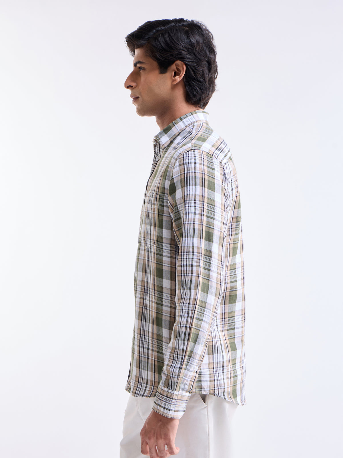 Olive check Regular Fit Shirt - Olive t4option_0
