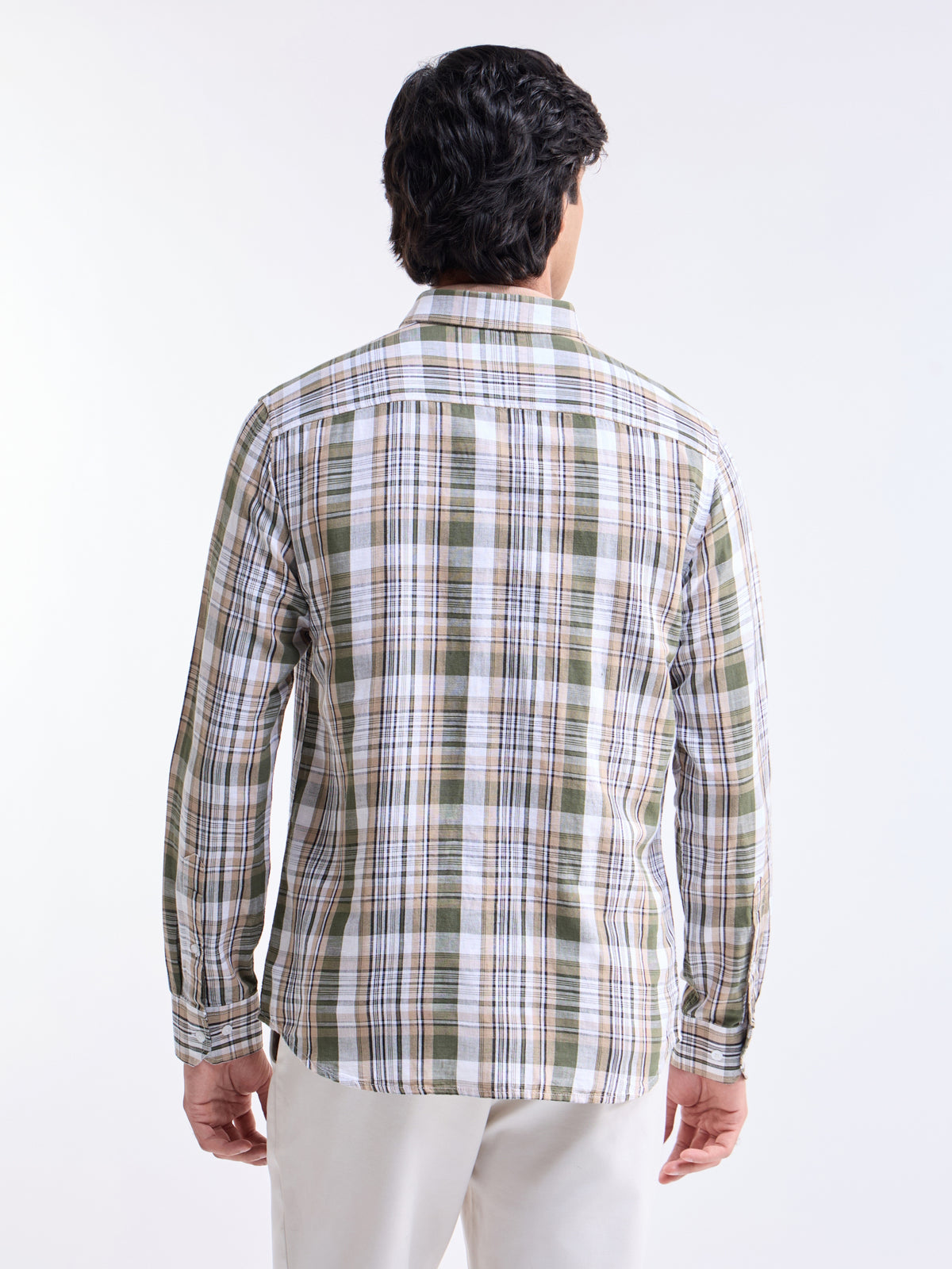Olive check Regular Fit Shirt - Olive t4option_0