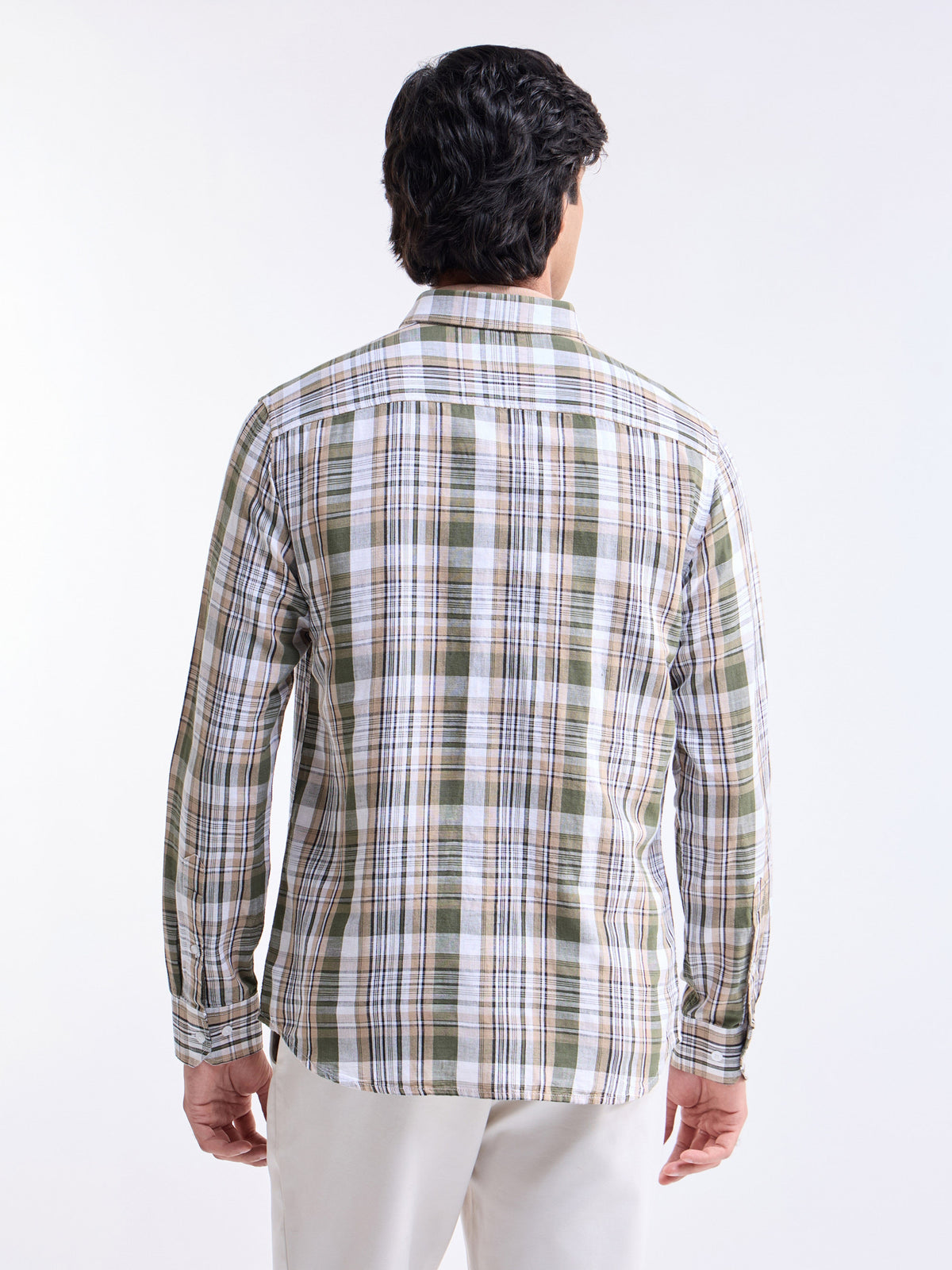 Olive check Regular Fit Shirt - Olive t4option_0