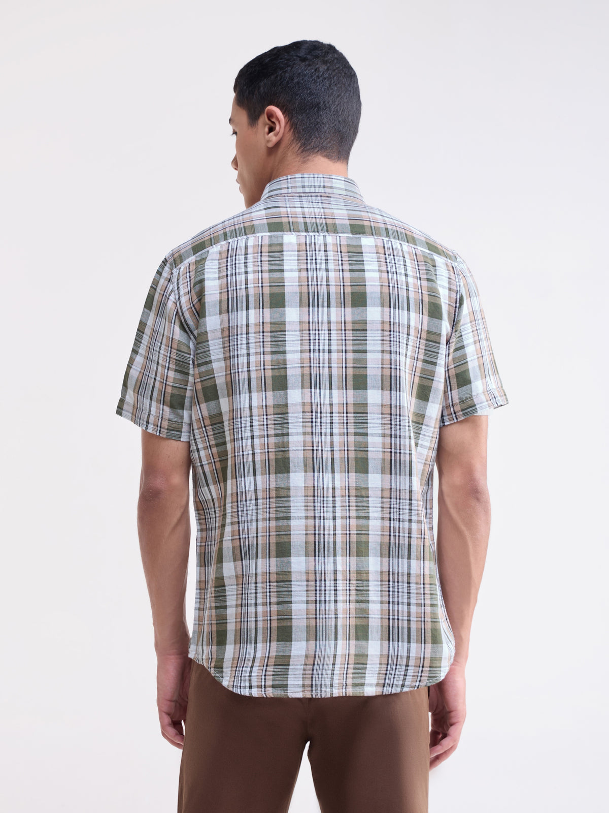 Olive check Regular Fit Shirt - Olive t4option_0