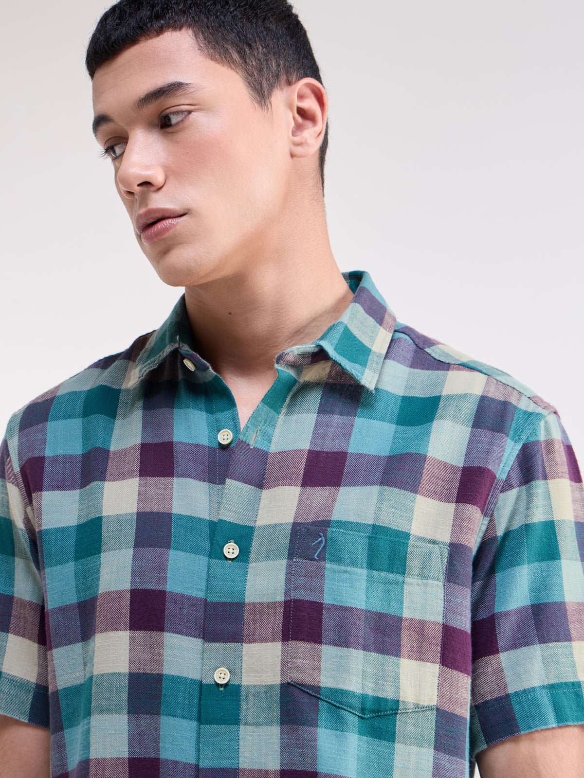 check Regular Fit Shirt - Teal t4option_1