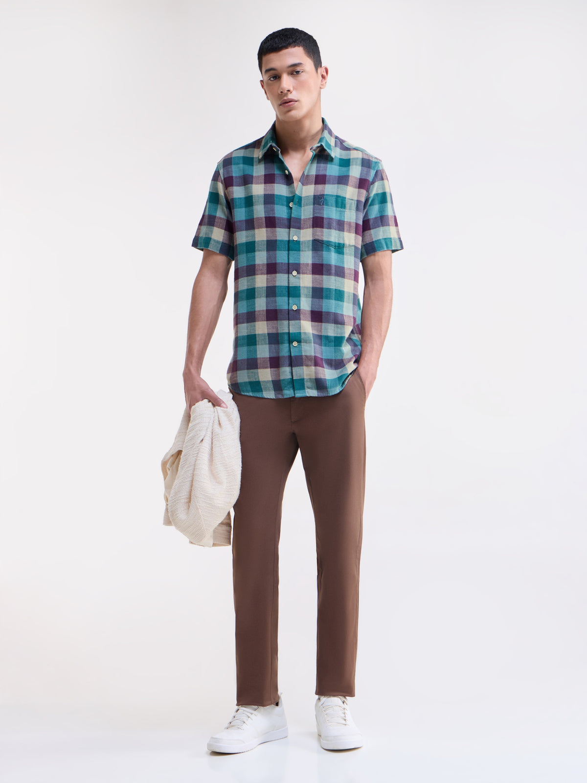 check Regular Fit Shirt - Teal t4option_1