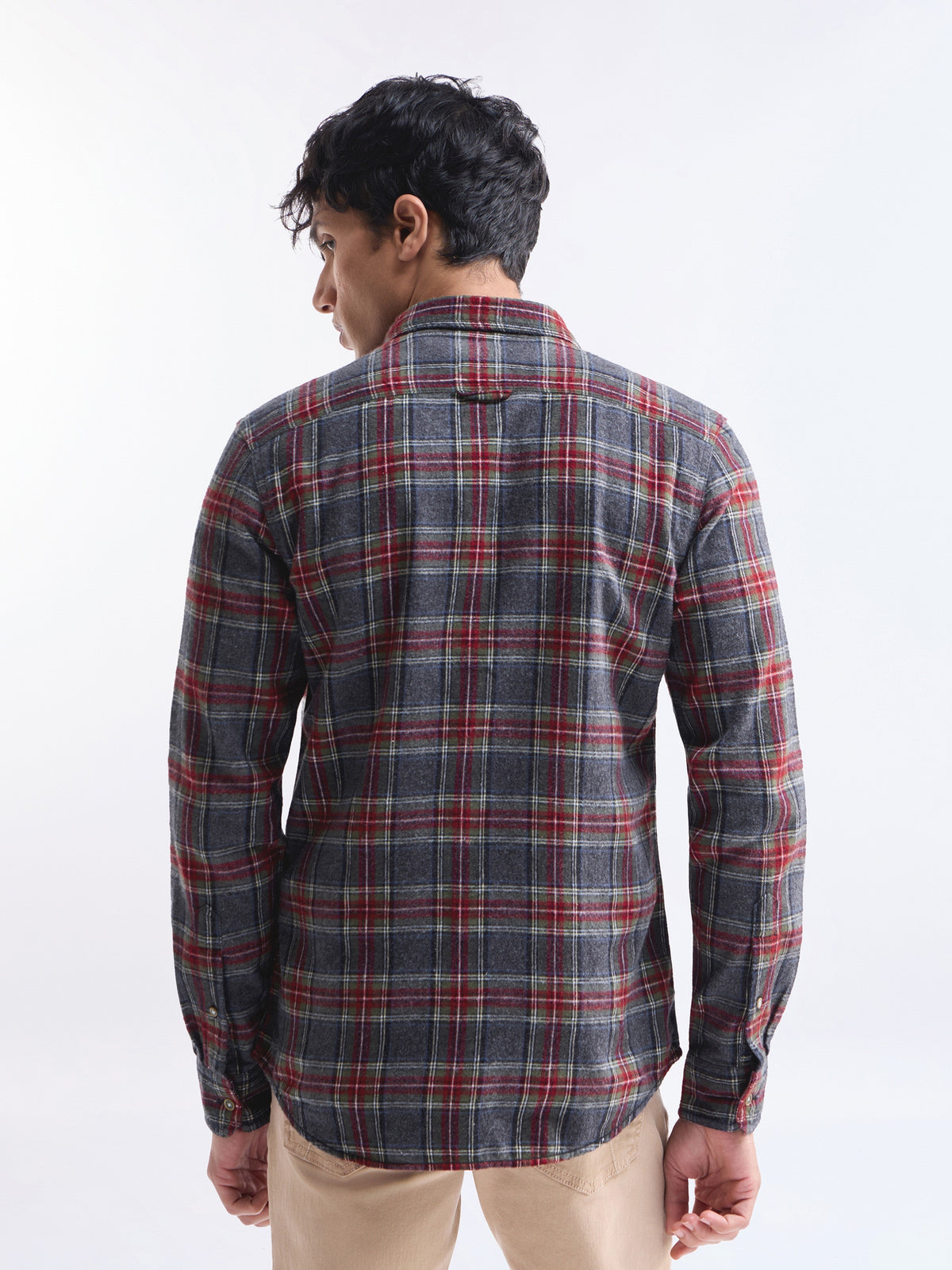 Check Full Sleeve Cotton Shirt - Grey t4option_0