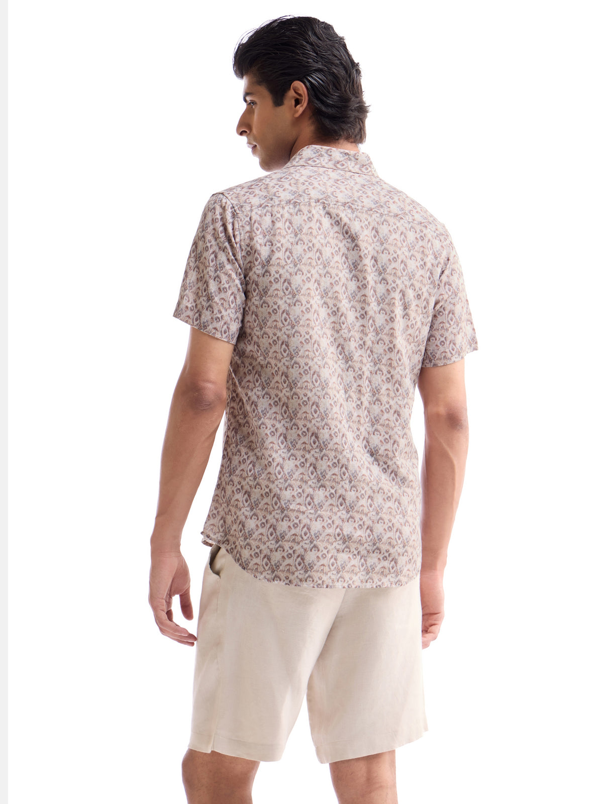 Khaki Printed Regular Fit Shirt - Khaki t4option_0