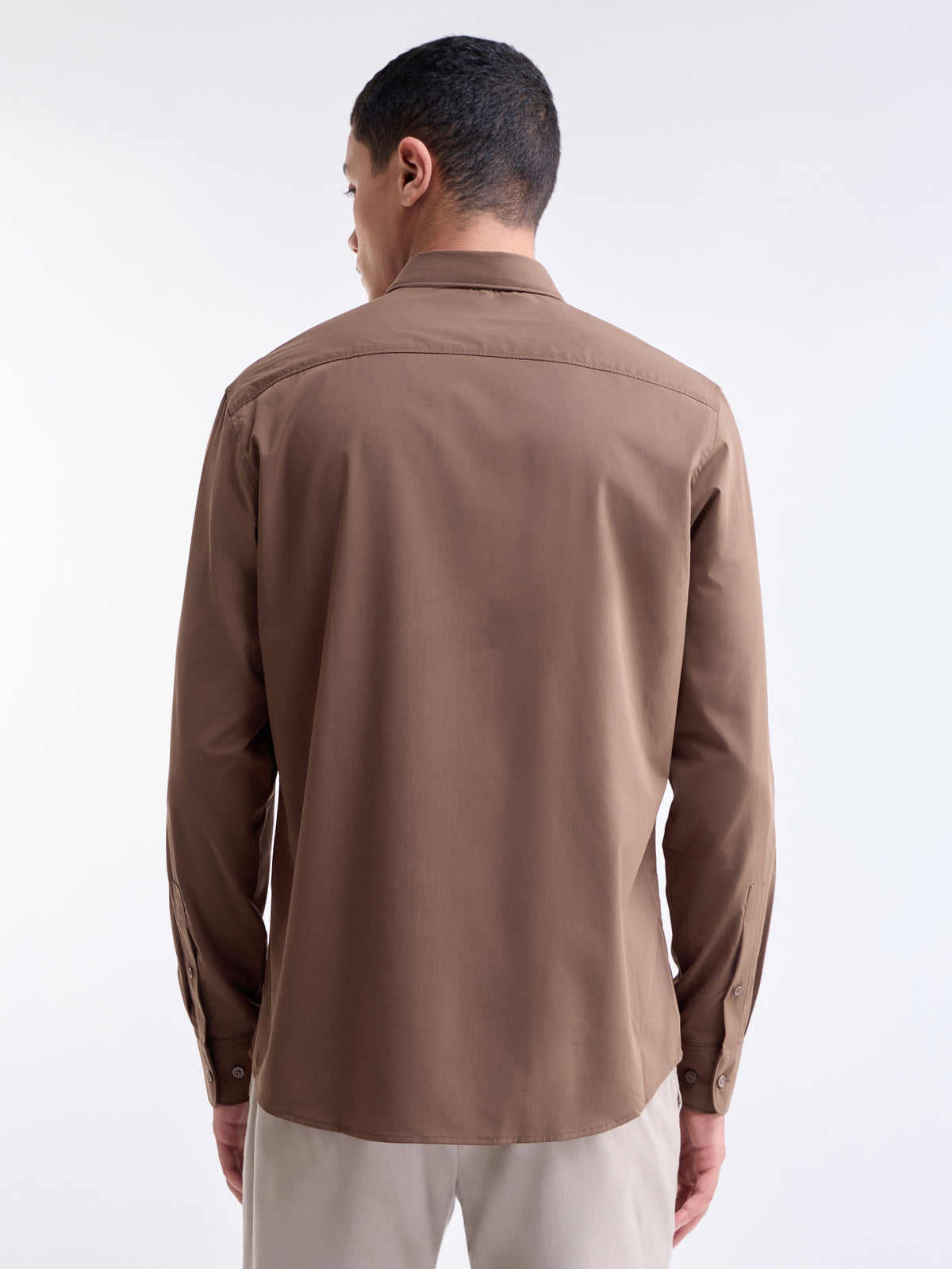 Solid Regular Fit Shirt - Choco t4option_0