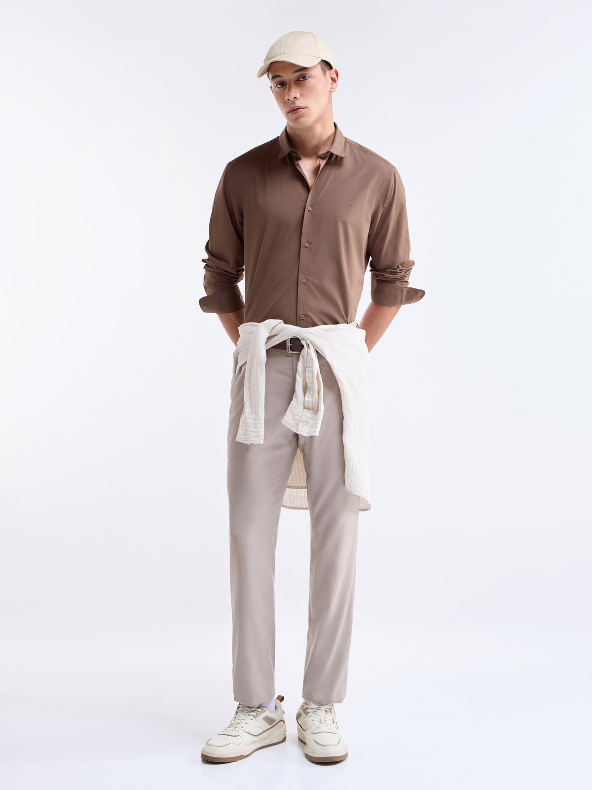 Solid Regular Fit Shirt - Choco t4option_0