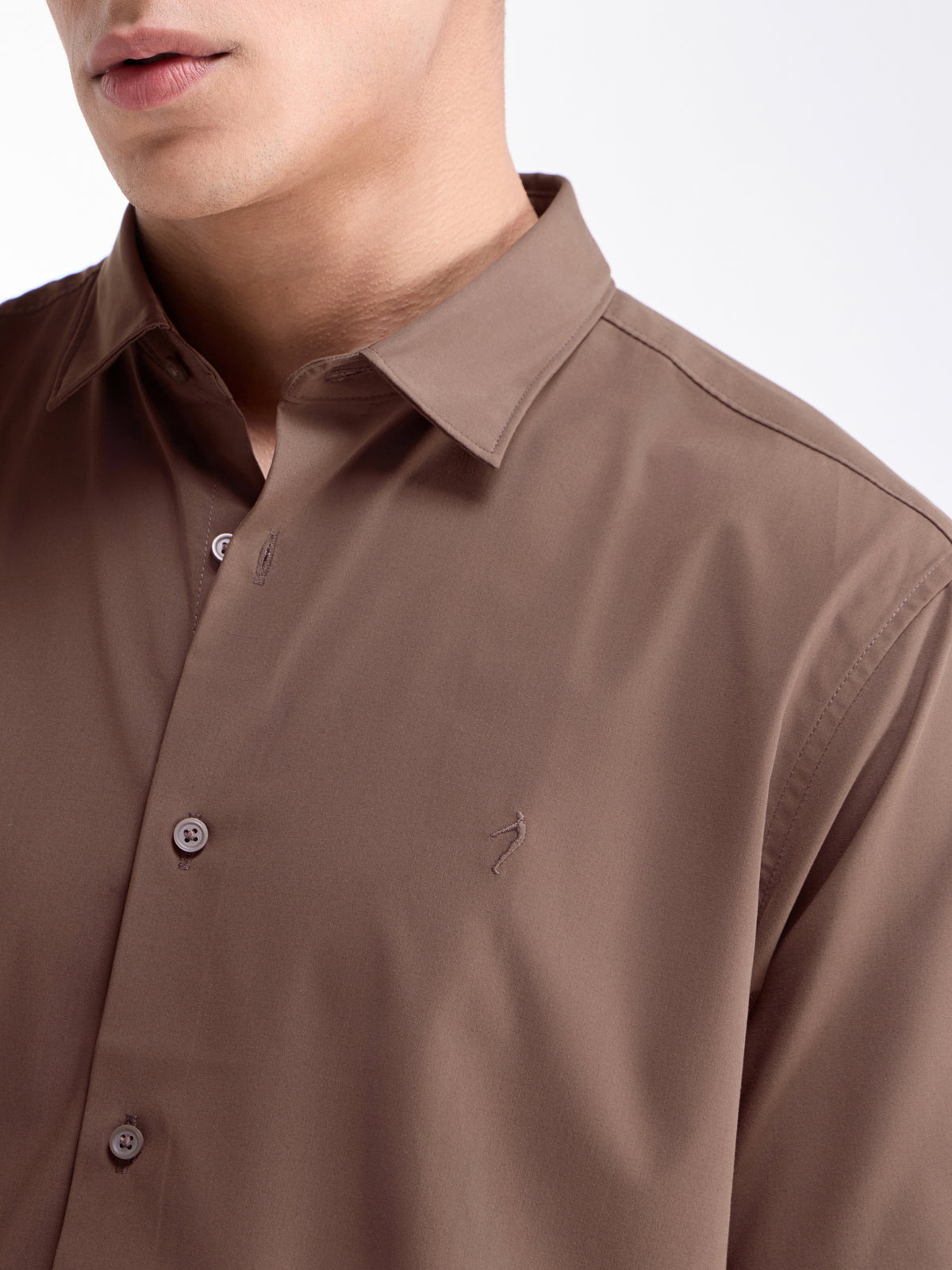 Solid Regular Fit Shirt - Choco t4option_0