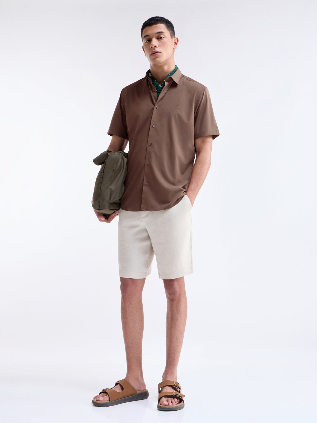 Solid Regular Fit Shirt - Choco t4option_0