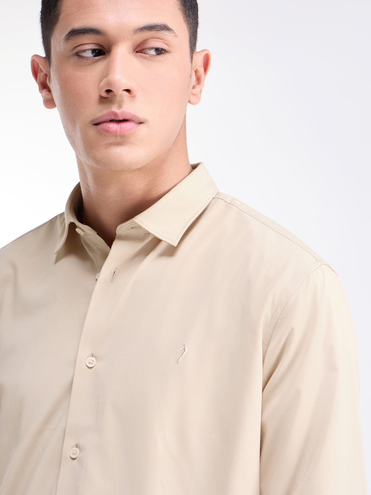 Solid Regular Fit Shirt - Khaki t4option_1
