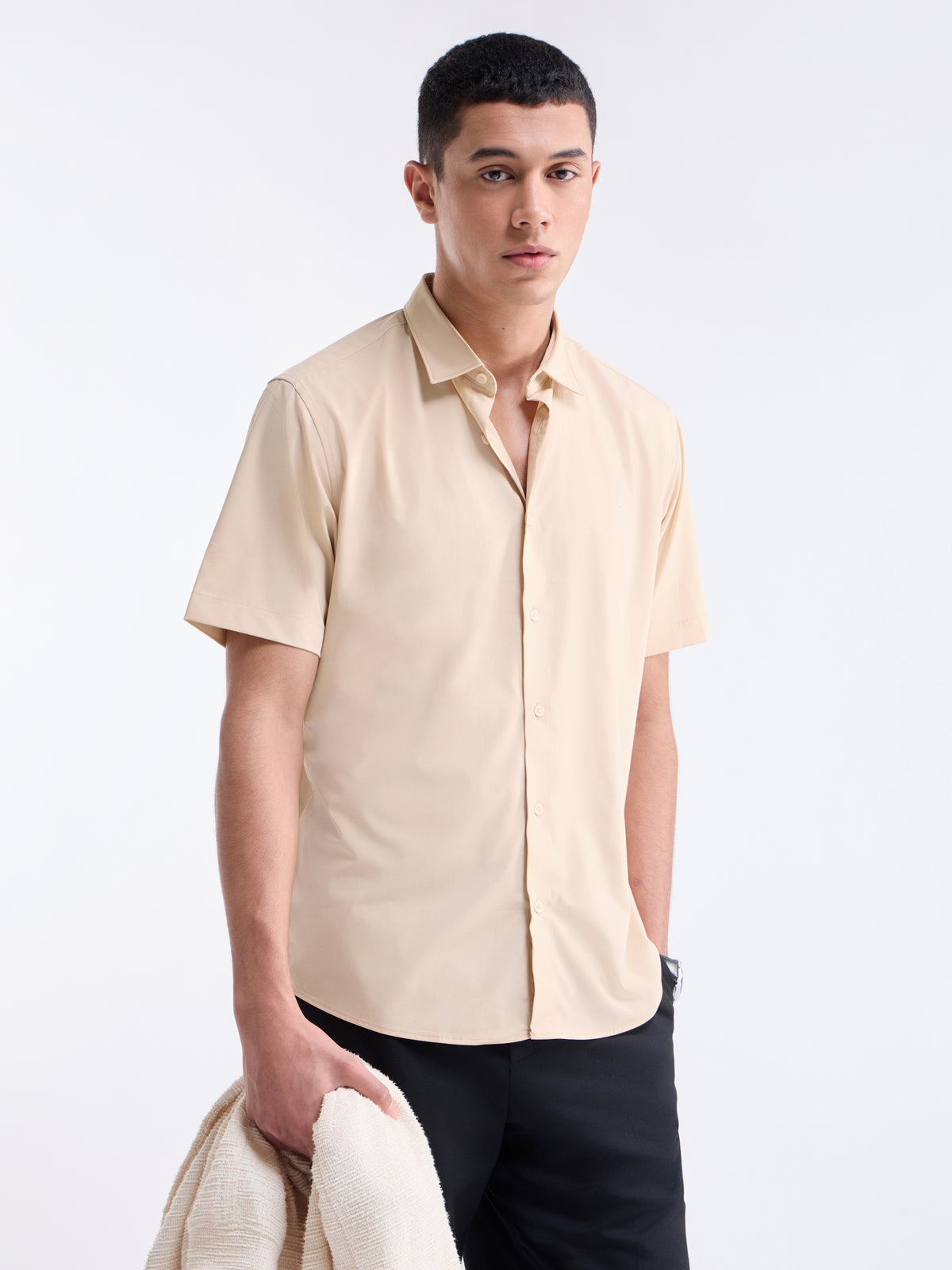 Solid Regular Fit Shirt - Khaki t4option_1