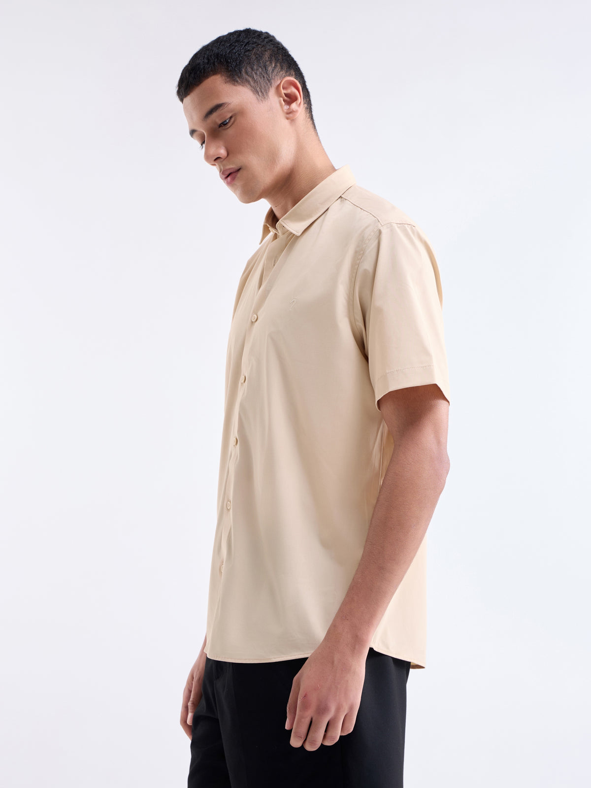 Solid Regular Fit Shirt - Khaki t4option_1