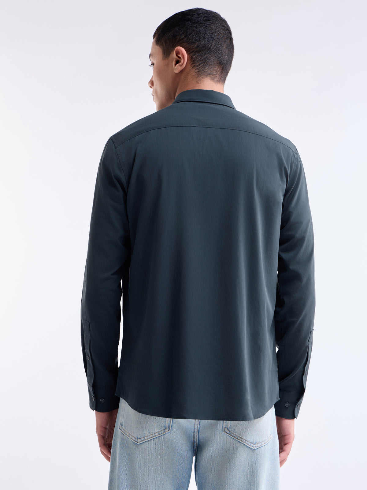 Solid Regular Fit Shirt - Navy t4option_2