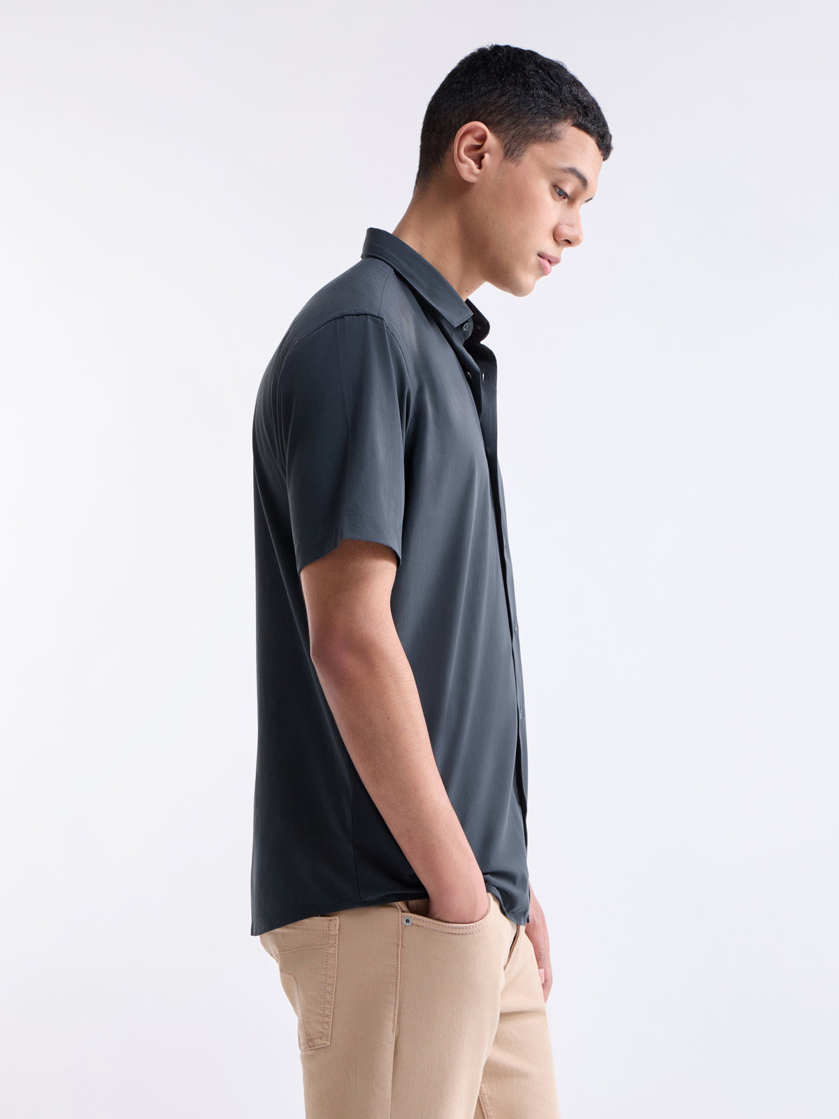 Solid Regular Fit Shirt - Navy t4option_2