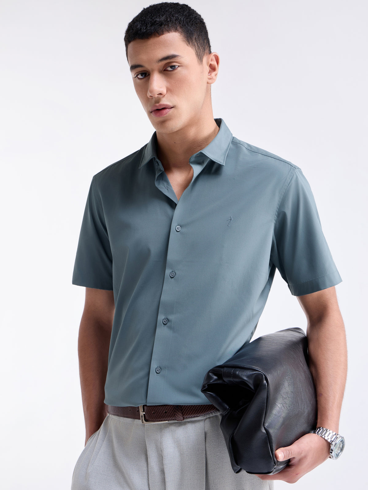 Solid Regular Fit Shirt - Olive t4option_3