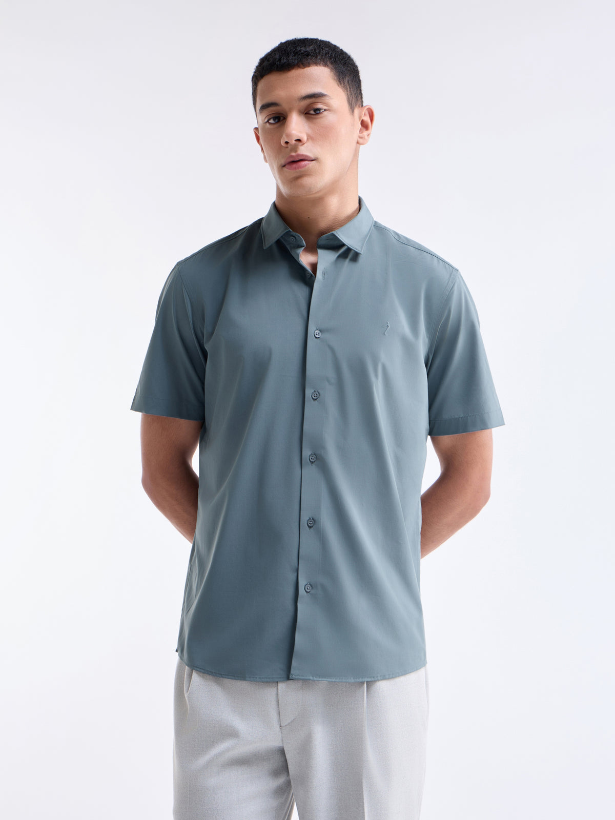 Solid Regular Fit Shirt - Olive t4option_3
