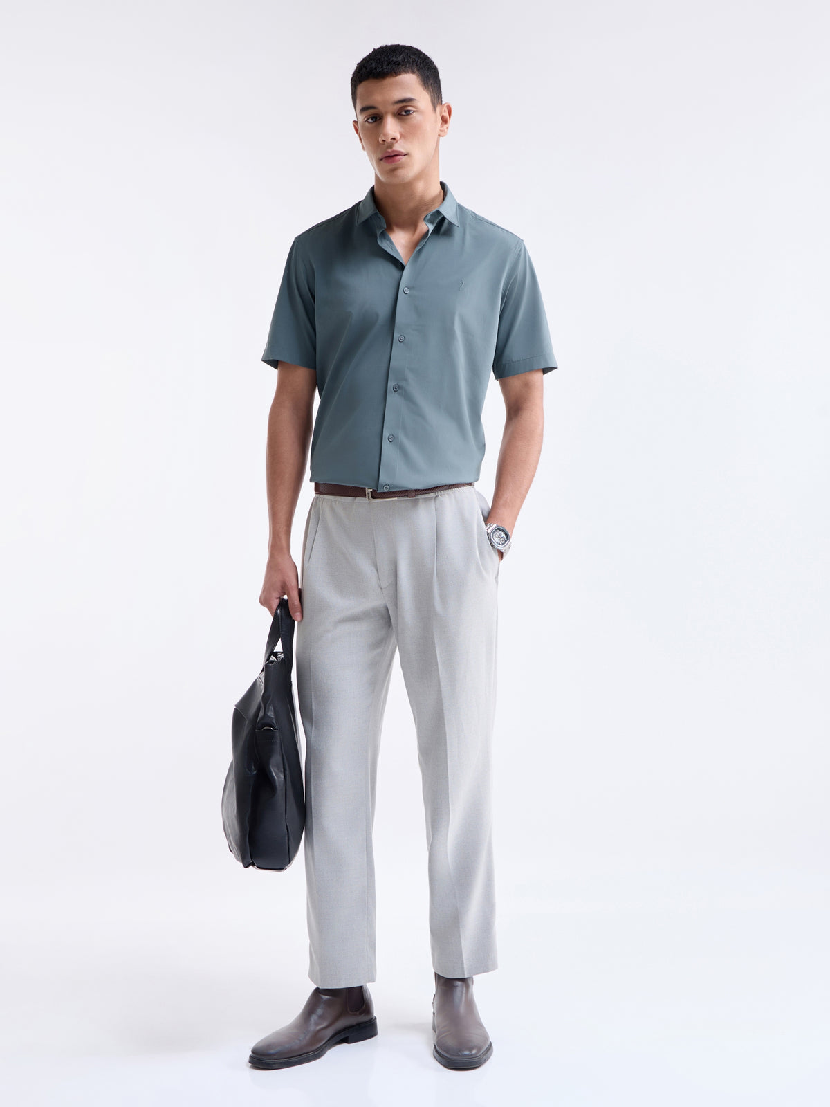 Solid Regular Fit Shirt - Olive t4option_3