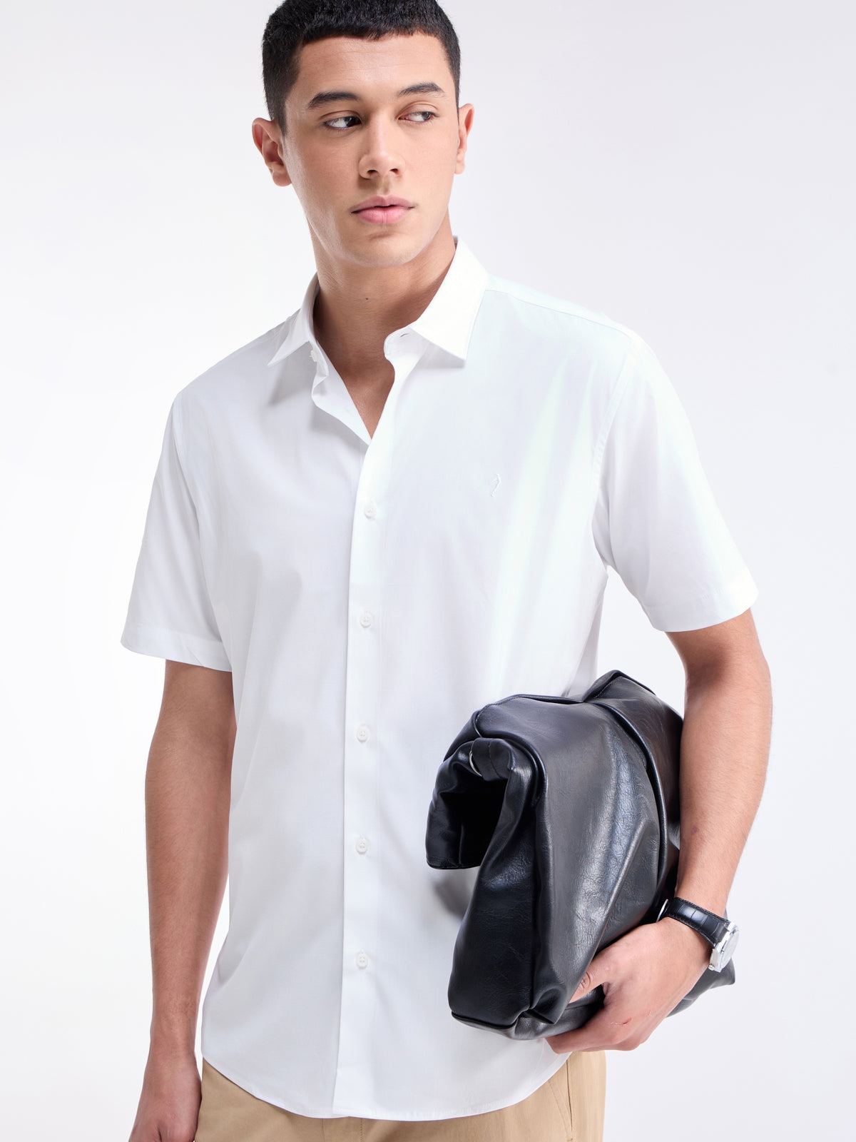 Solid Regular Fit Shirt - White t4option_4