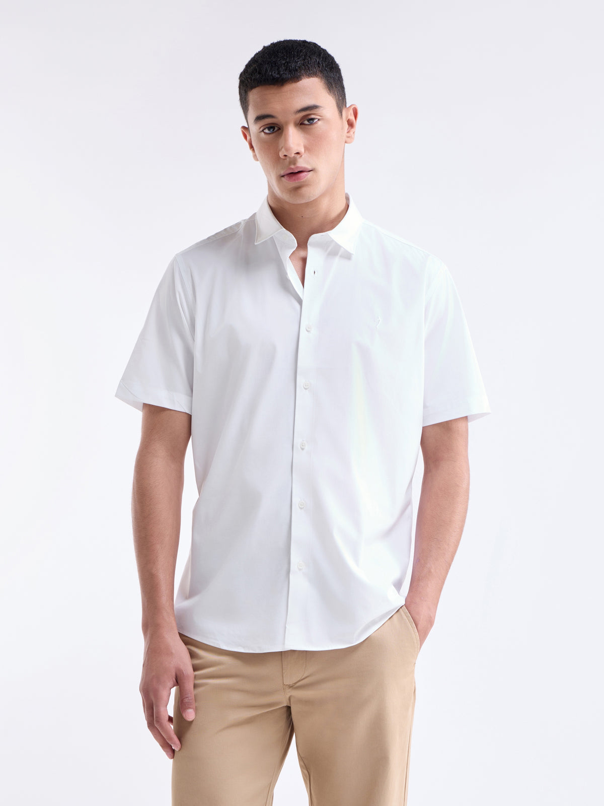 Solid Regular Fit Shirt - White t4option_4