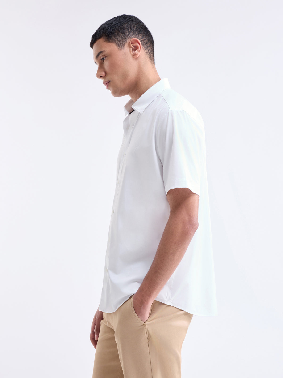 Solid Regular Fit Shirt - White t4option_4