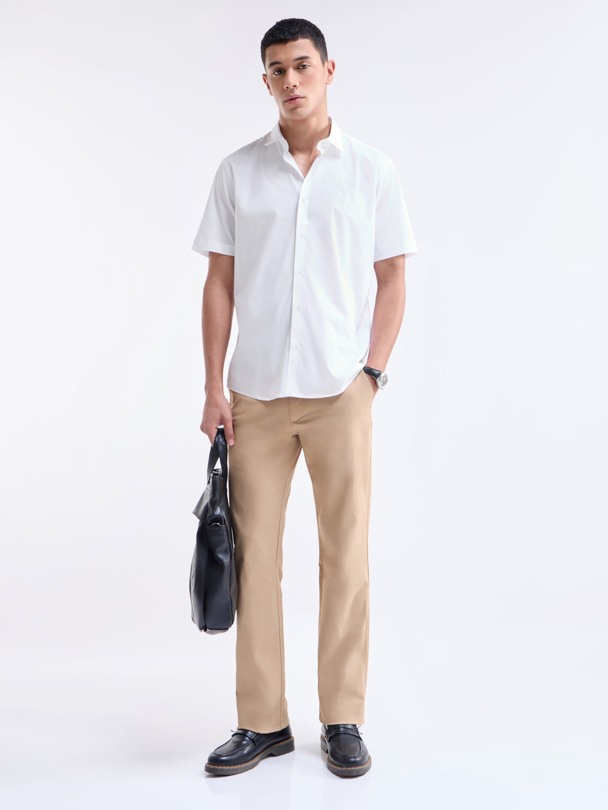 Solid Regular Fit Shirt - White t4option_4