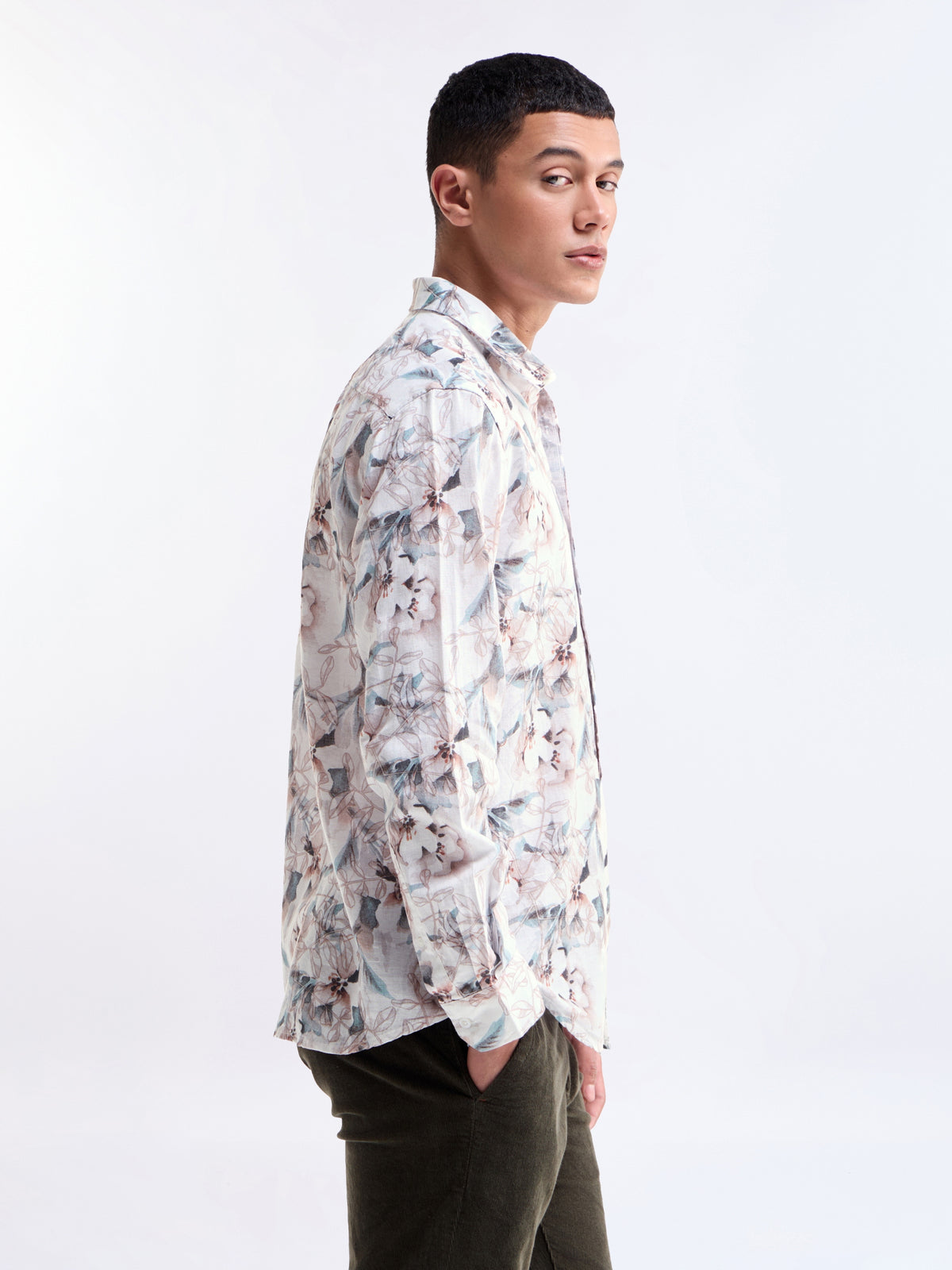 Dusty Pink Printed Regular Fit Shirt - Dusty Pink t4option_0