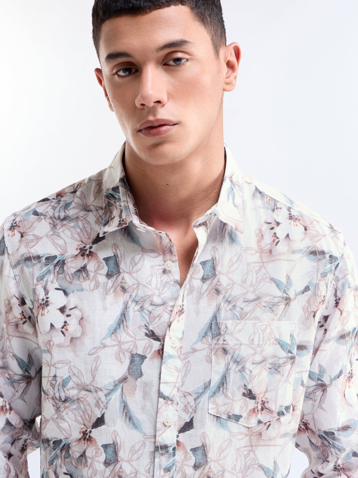 Dusty Pink Printed Regular Fit Shirt - Dusty Pink t4option_0