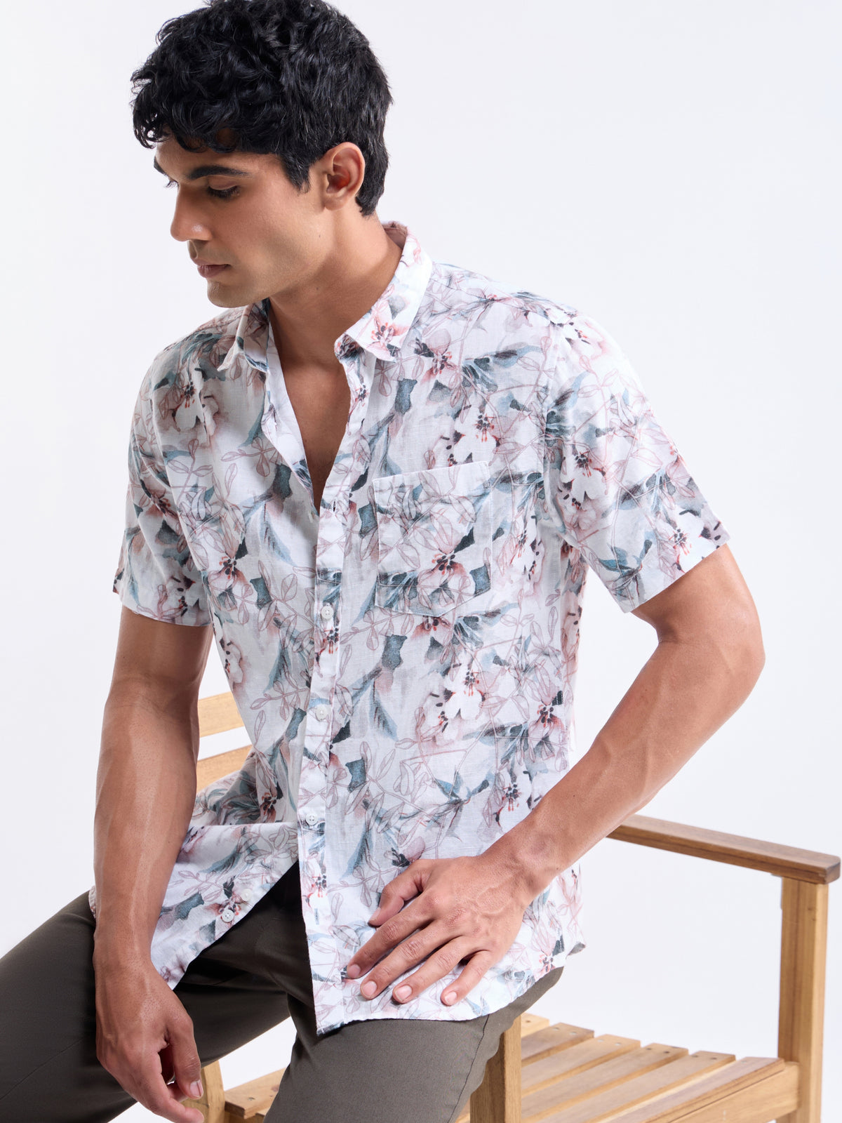 Dusty Pink Printed Regular Fit Shirt - Dusty Pink t4option_0