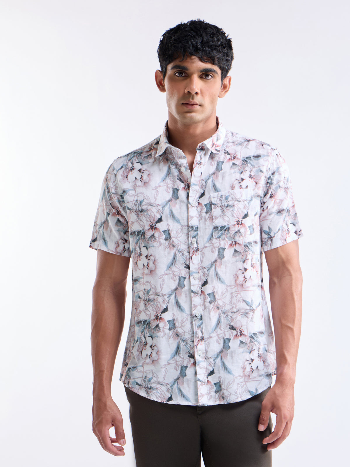 Dusty Pink Printed Regular Fit Shirt - Dusty Pink t4option_0