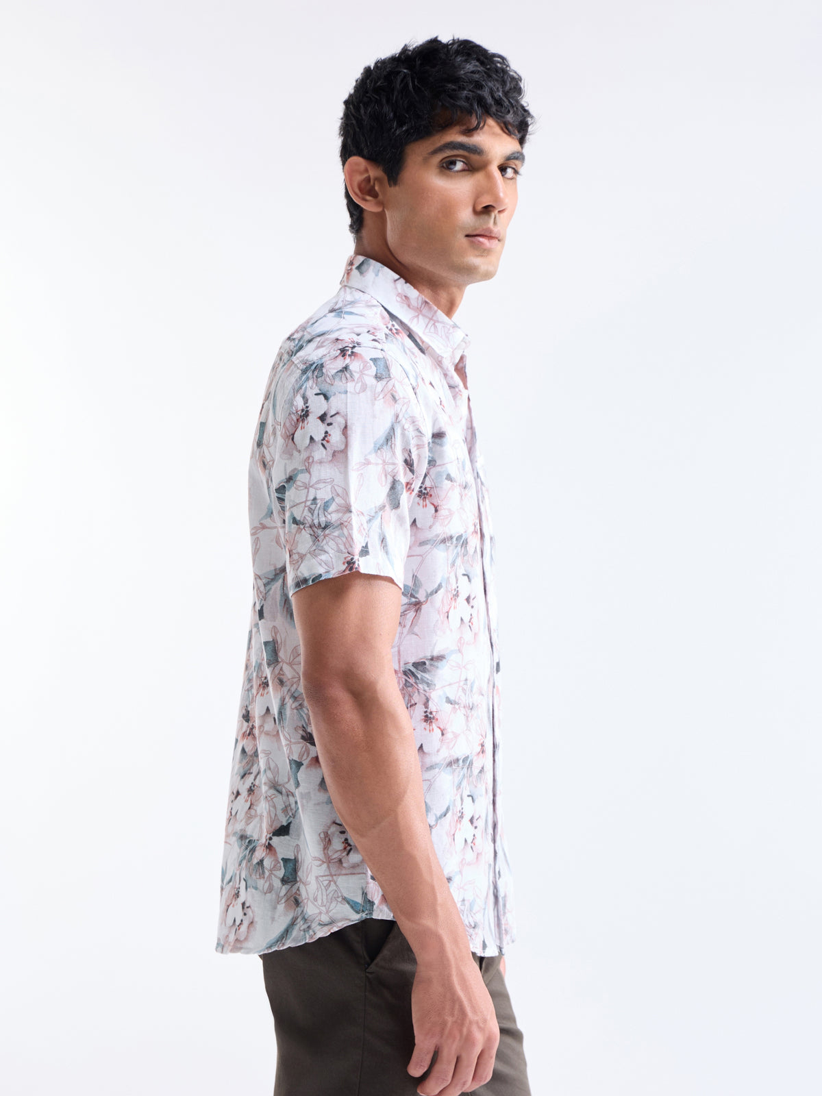 Dusty Pink Printed Regular Fit Shirt - Dusty Pink t4option_0