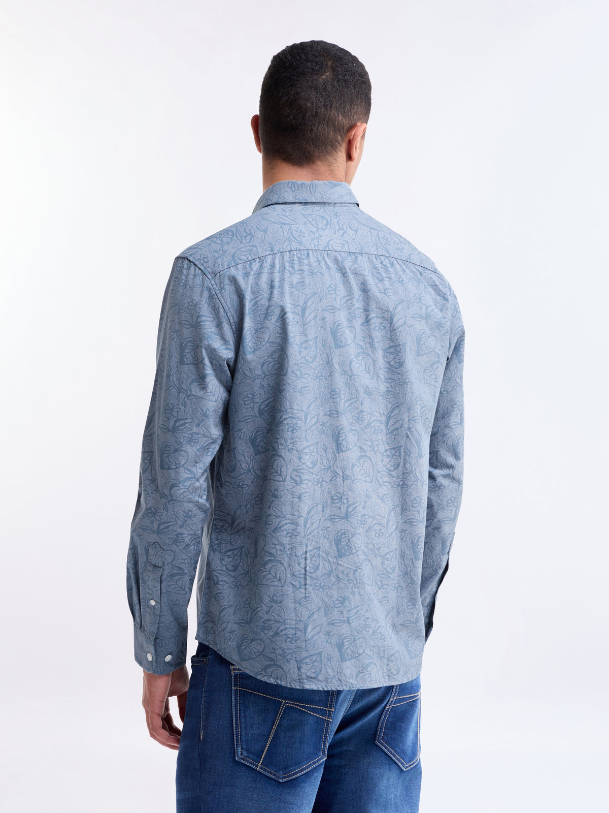 Blue Printed Regular Fit Shirt - Blue t4option_0