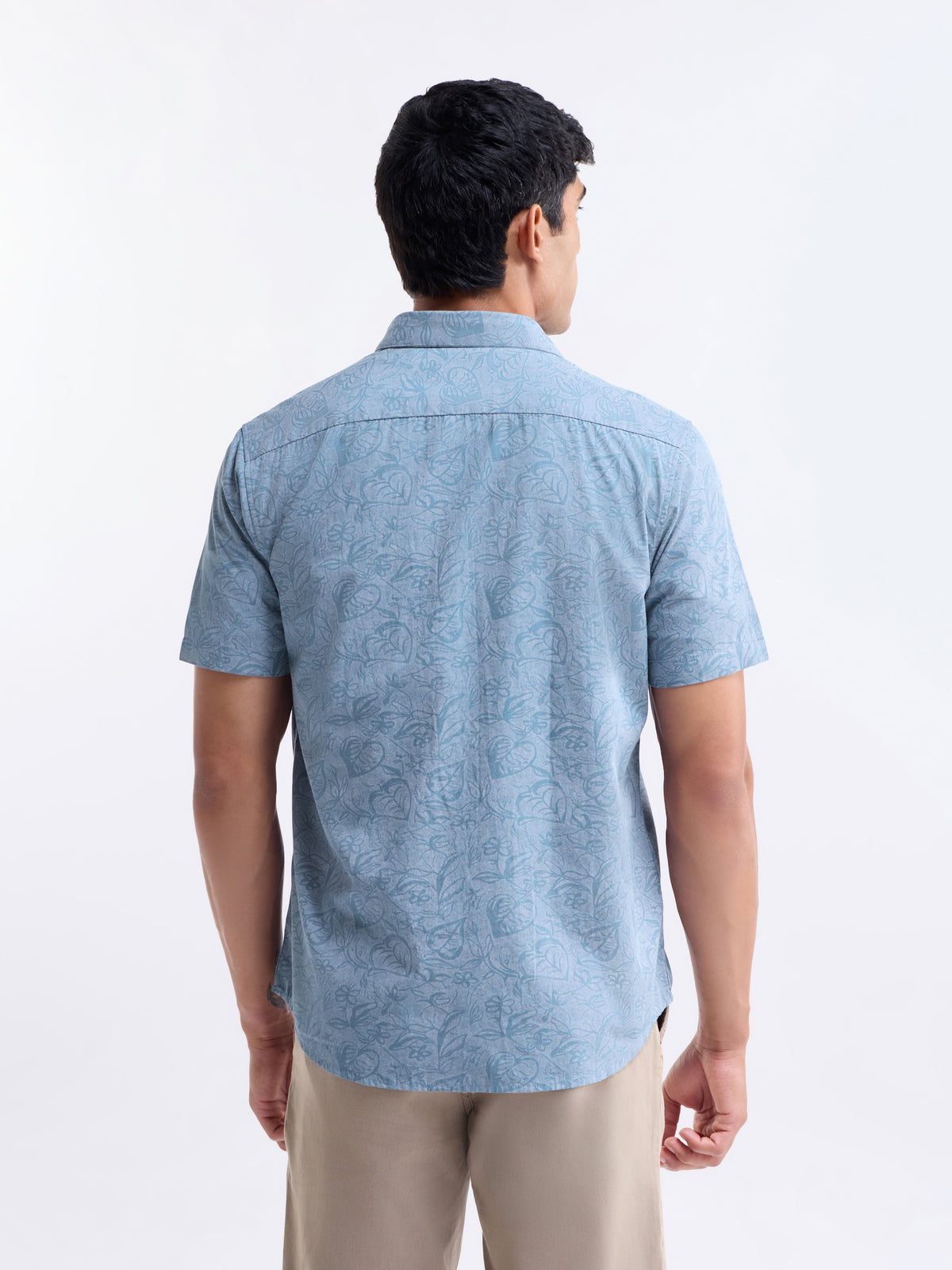 Blue Printed Regular Fit Shirt - Blue t4option_0