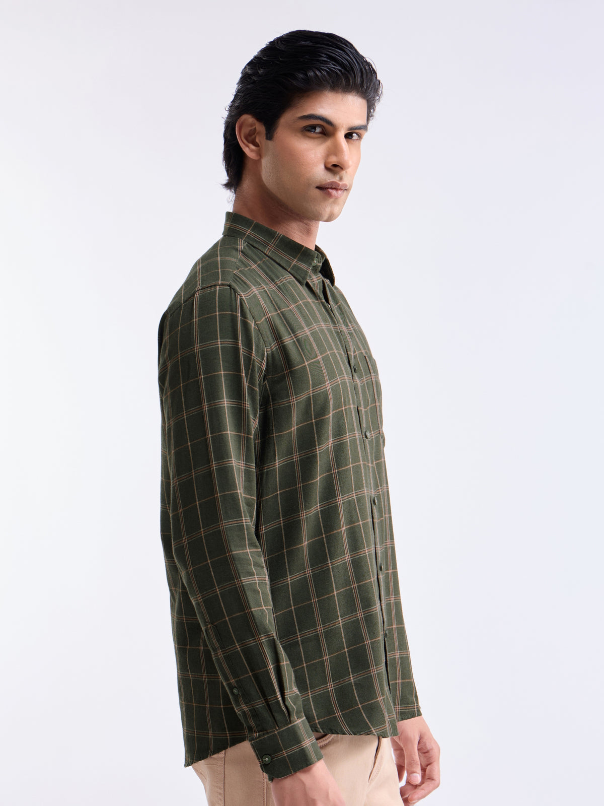 check Regular Fit Shirt - Olive t4option_0