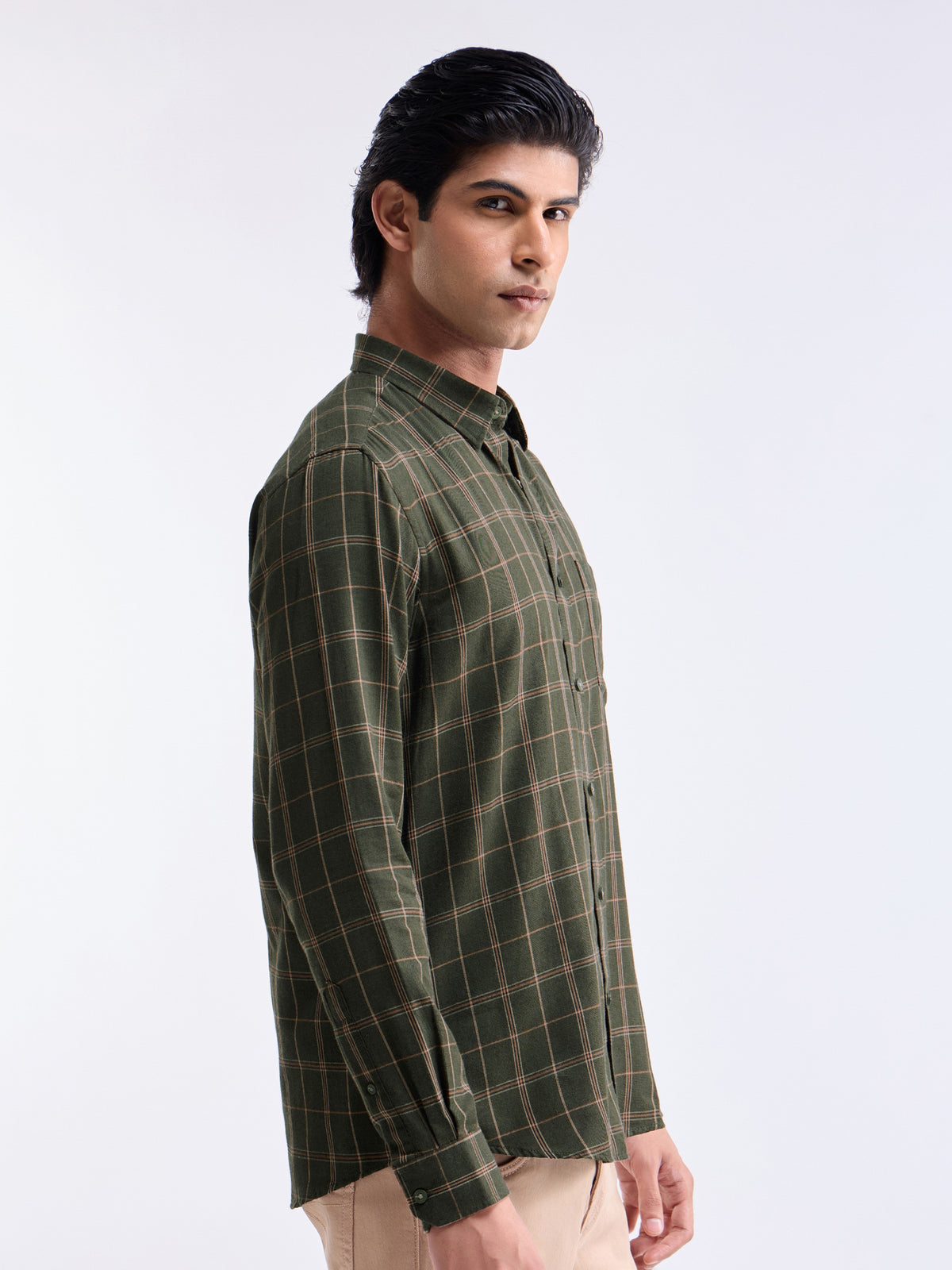 check Regular Fit Shirt - Olive t4option_0