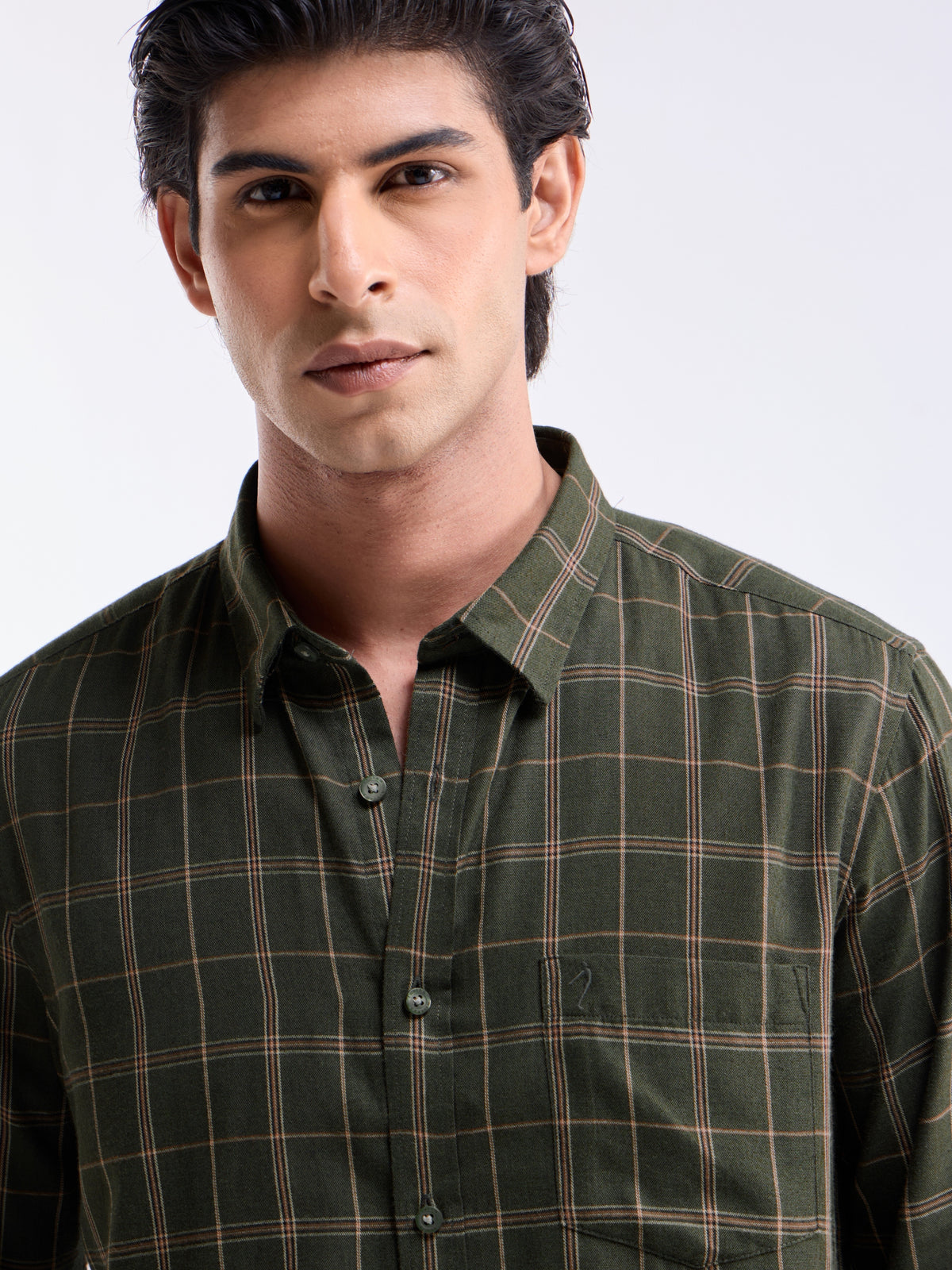 check Regular Fit Shirt - Olive t4option_0