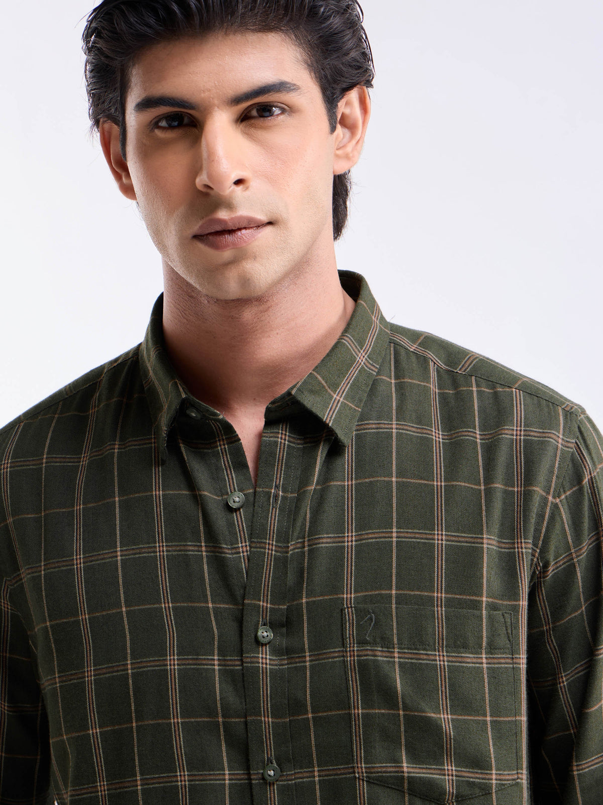 check Regular Fit Shirt - Olive t4option_0
