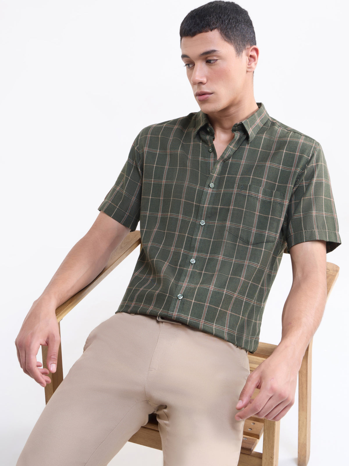 check Regular Fit Shirt - Olive t4option_0