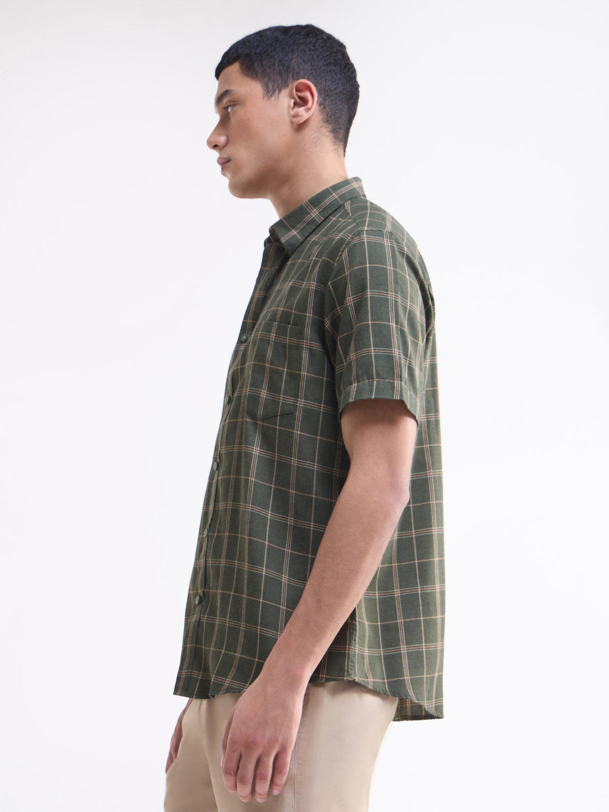 check Regular Fit Shirt - Olive t4option_0