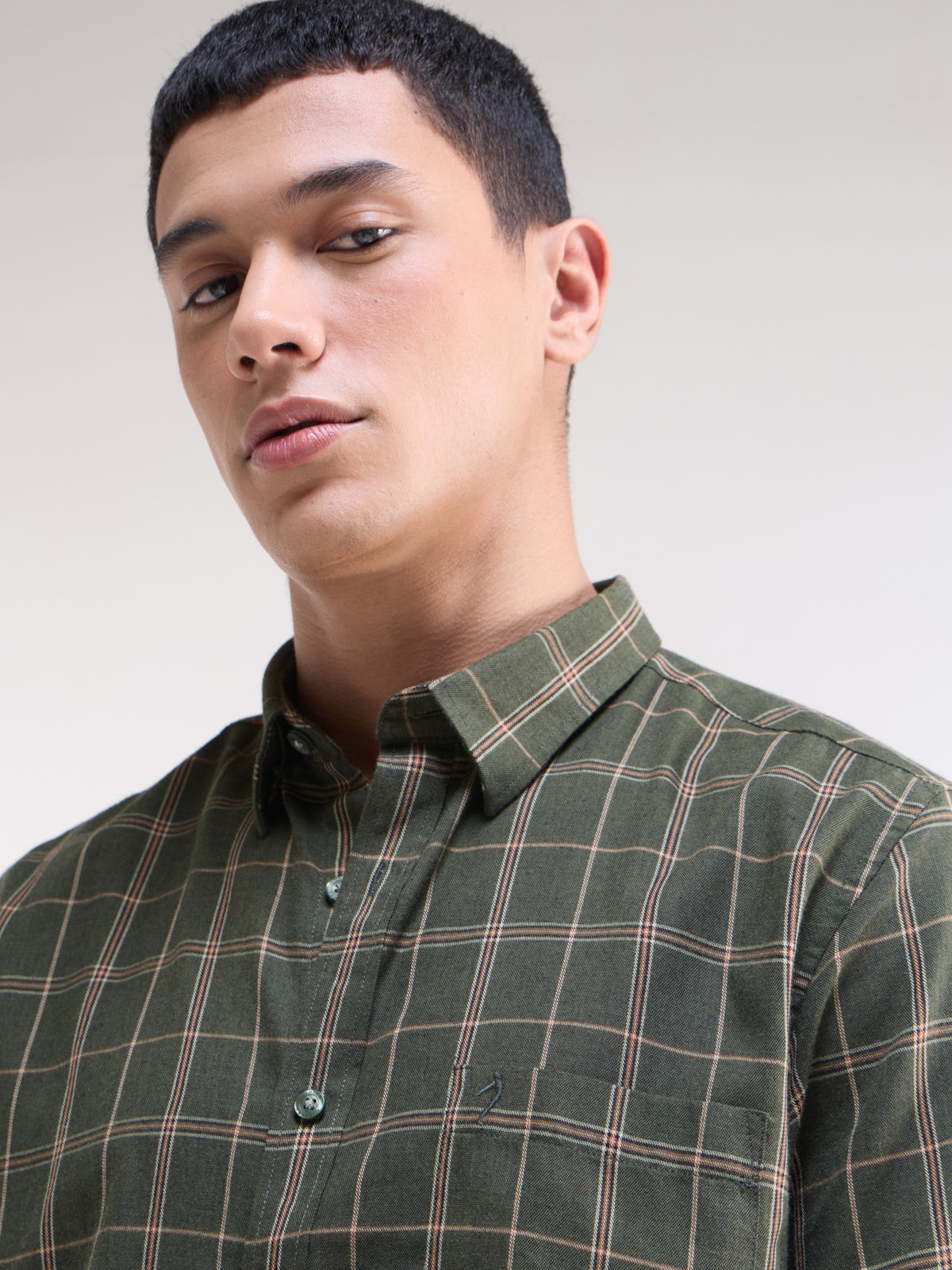 check Regular Fit Shirt - Olive t4option_0