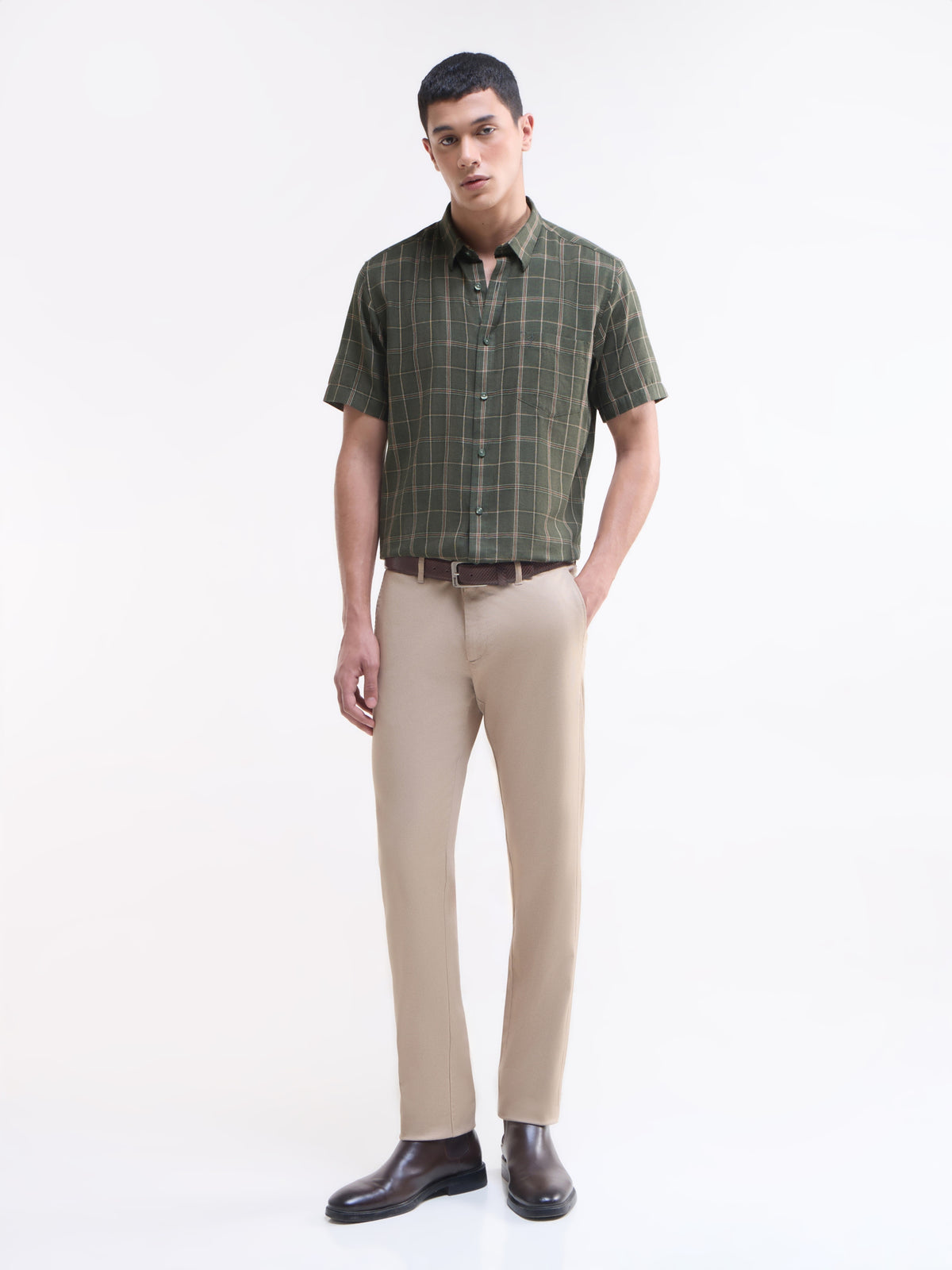 check Regular Fit Shirt - Olive t4option_0